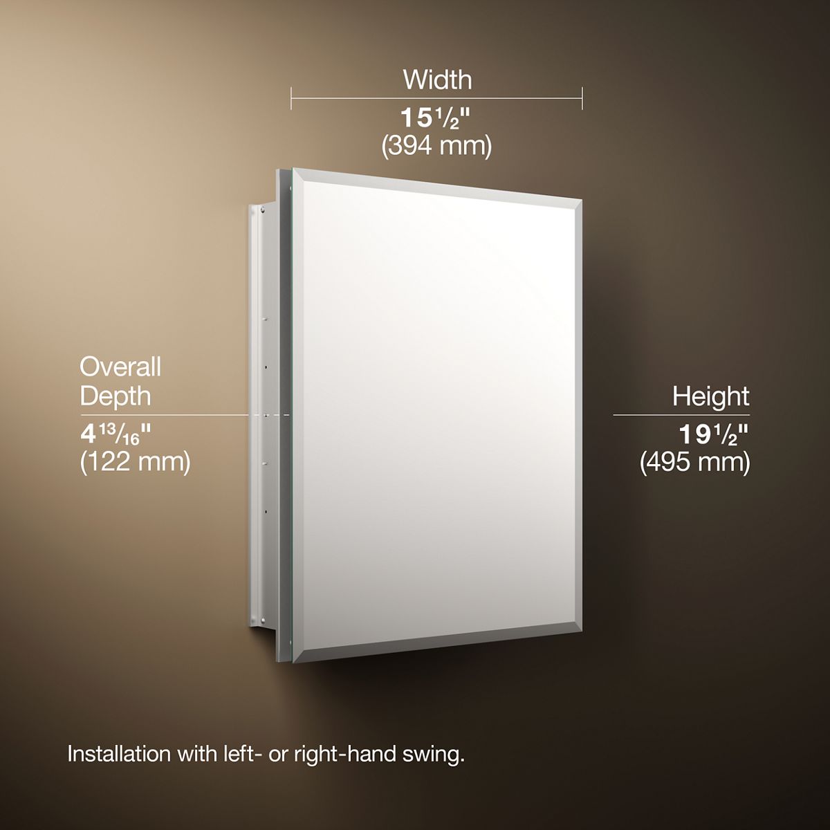 3/4 view of product with dimensions