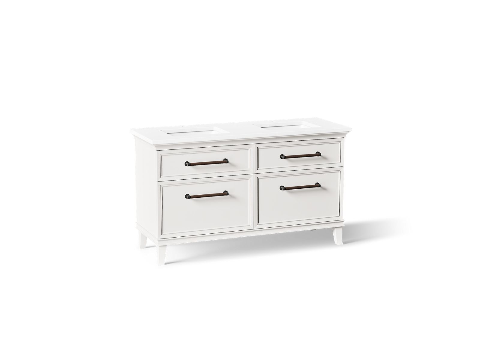 Artifacts 60" bathroom vanity cabinet with sinks and quartz top