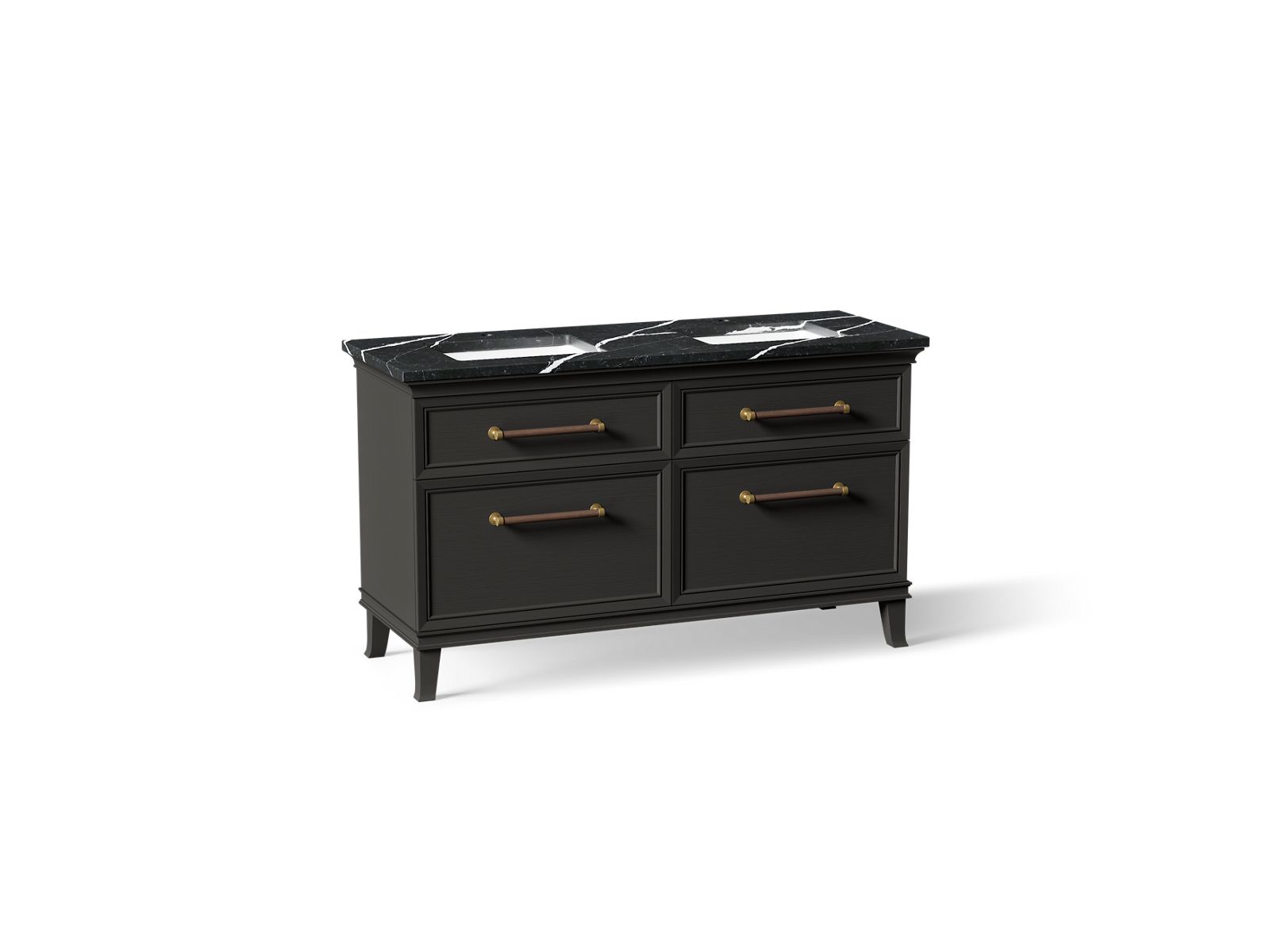 Artifacts 60" bathroom vanity cabinet with sinks and quartz top