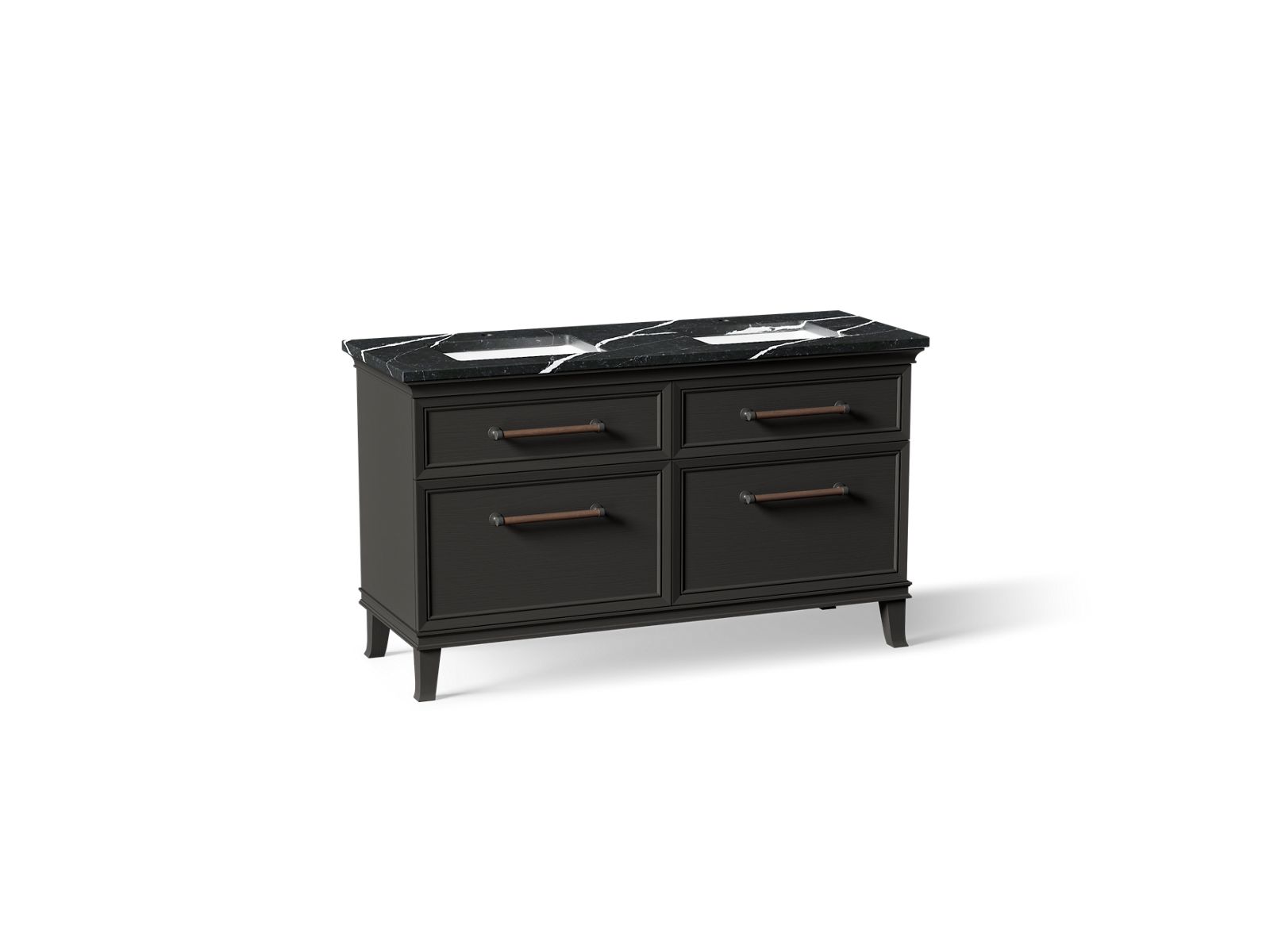 Artifacts 60" bathroom vanity cabinet with sinks and quartz top