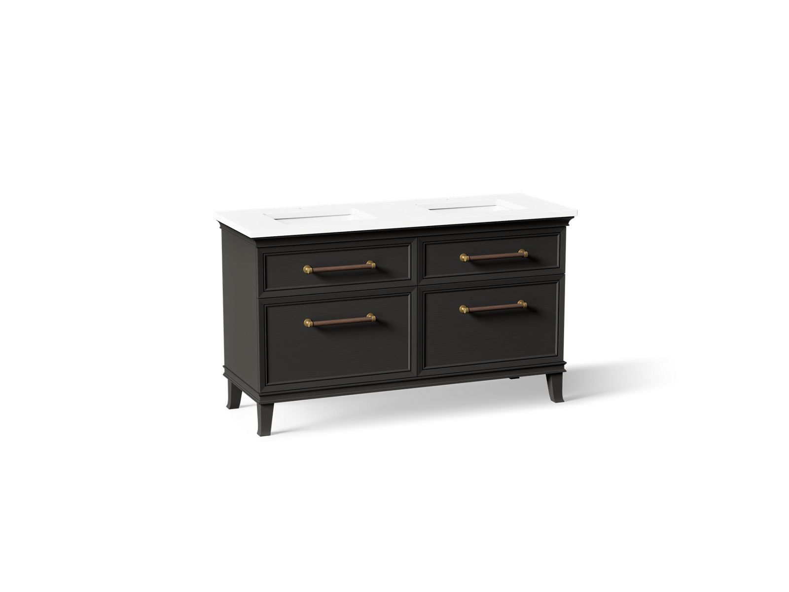 Artifacts 60" bathroom vanity cabinet with sinks and quartz top