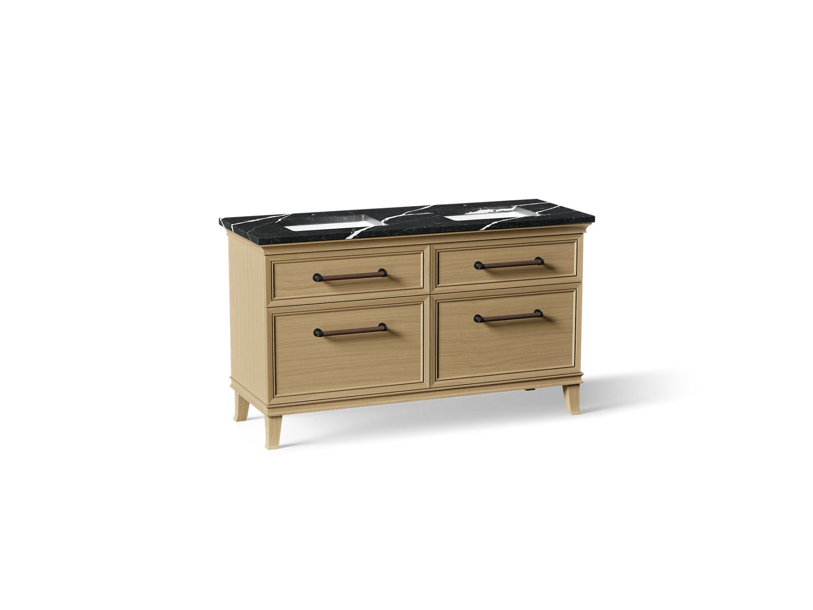 Artifacts 60" bathroom vanity cabinet with sinks and quartz top