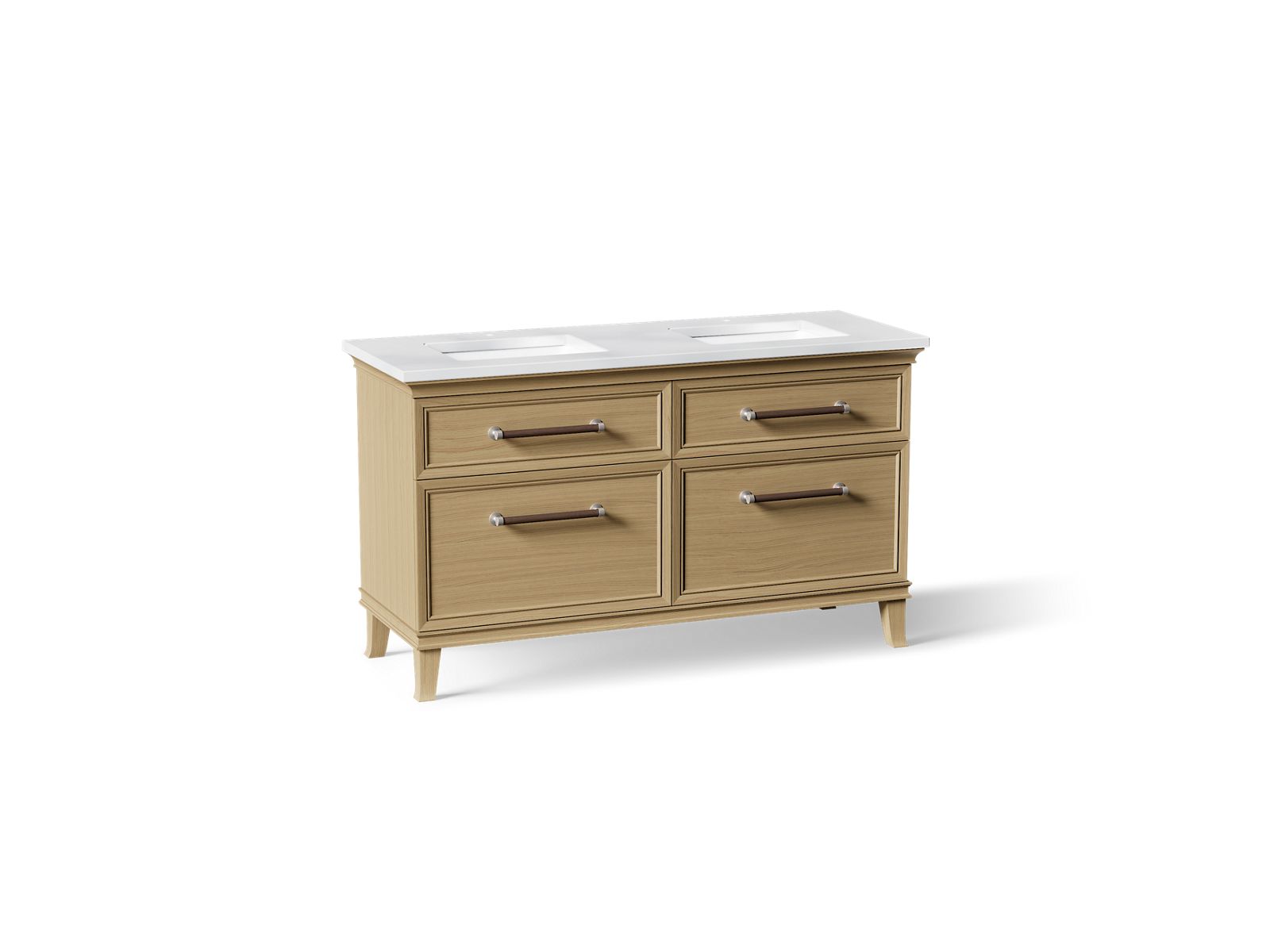 Artifacts 60" bathroom vanity cabinet with sinks and quartz top