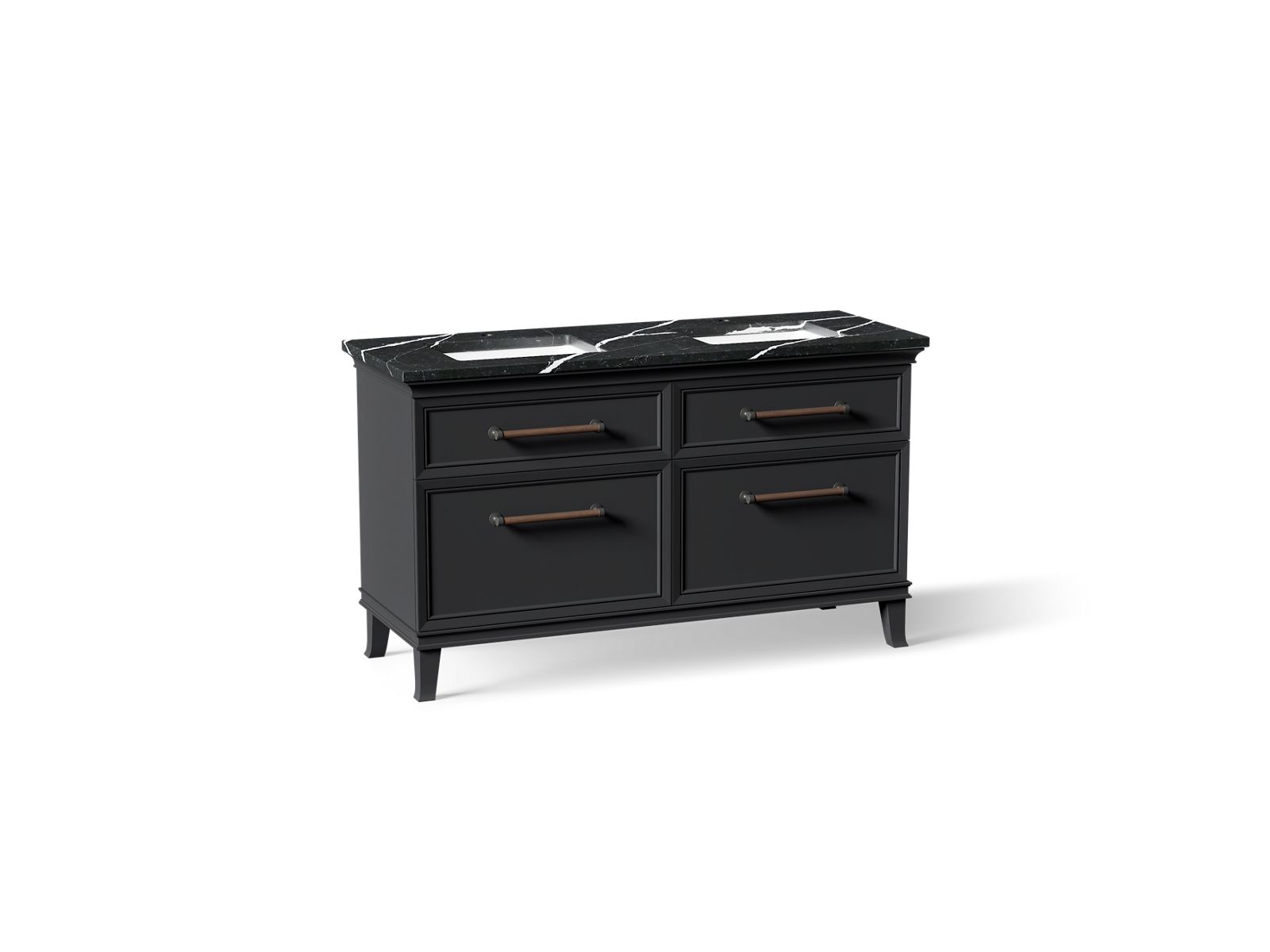 Artifacts 60" bathroom vanity cabinet with sinks and quartz top