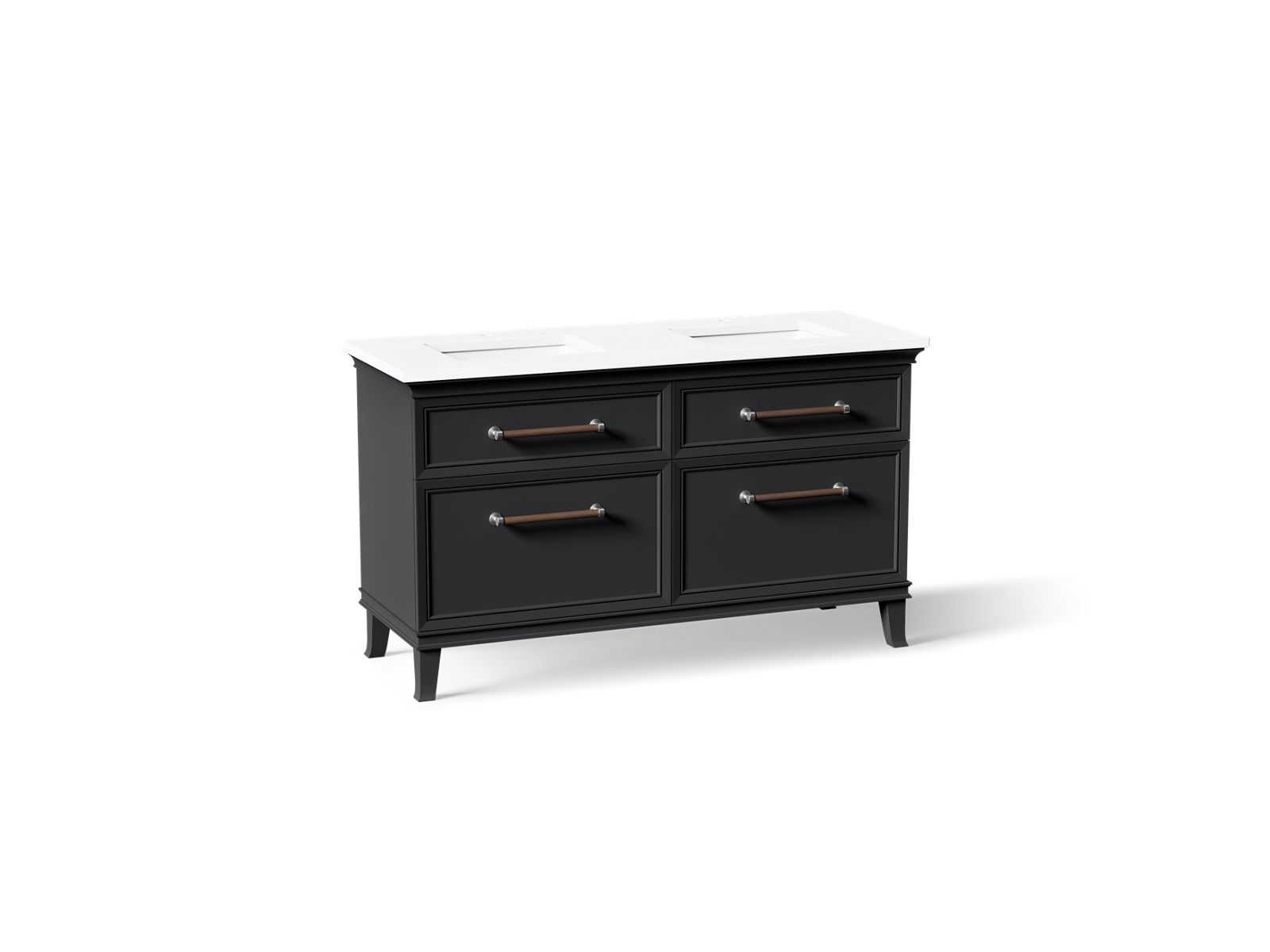 Artifacts 60" bathroom vanity cabinet with sinks and quartz top