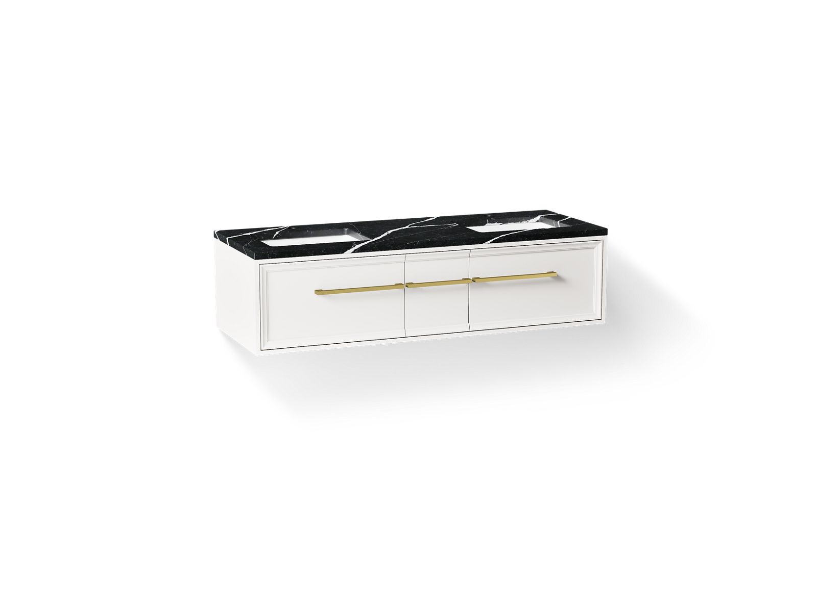 Lodern 60" wall-hung bathroom vanity cabinet with sinks and quartz top