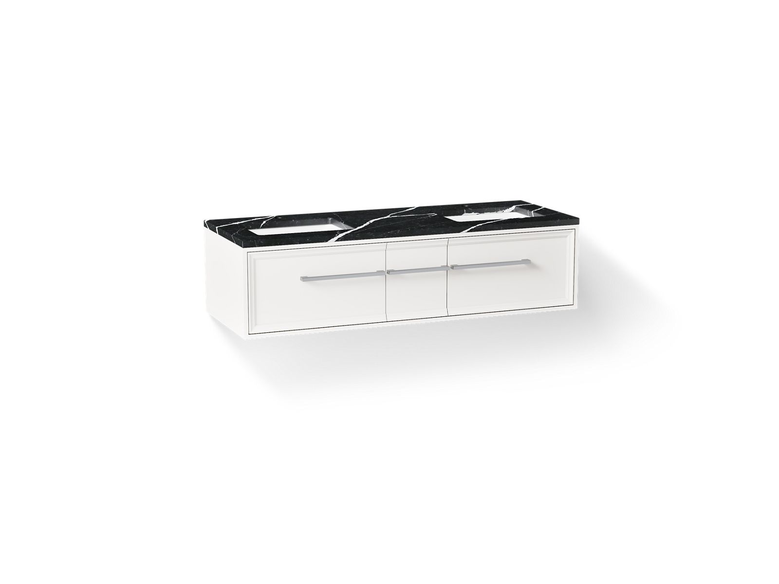 Lodern 60" wall-hung bathroom vanity cabinet with sinks and quartz top