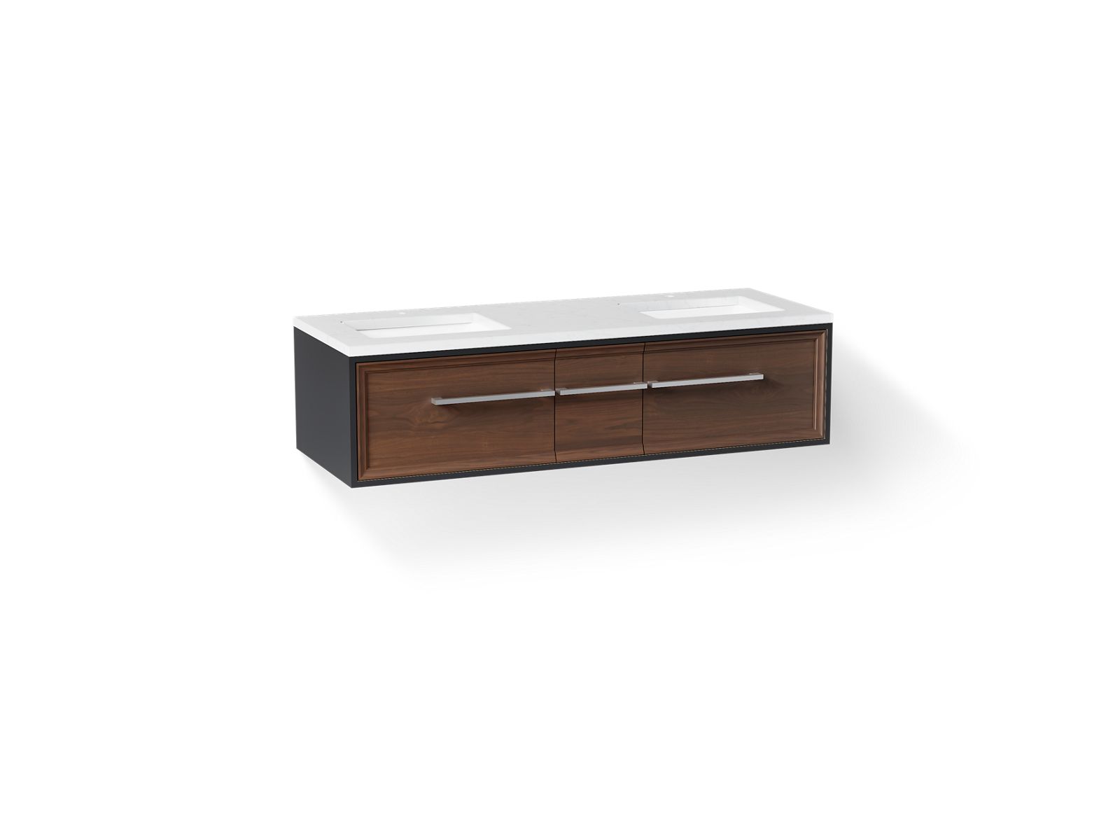 Lodern 60" wall-hung bathroom vanity cabinet with sinks and quartz top