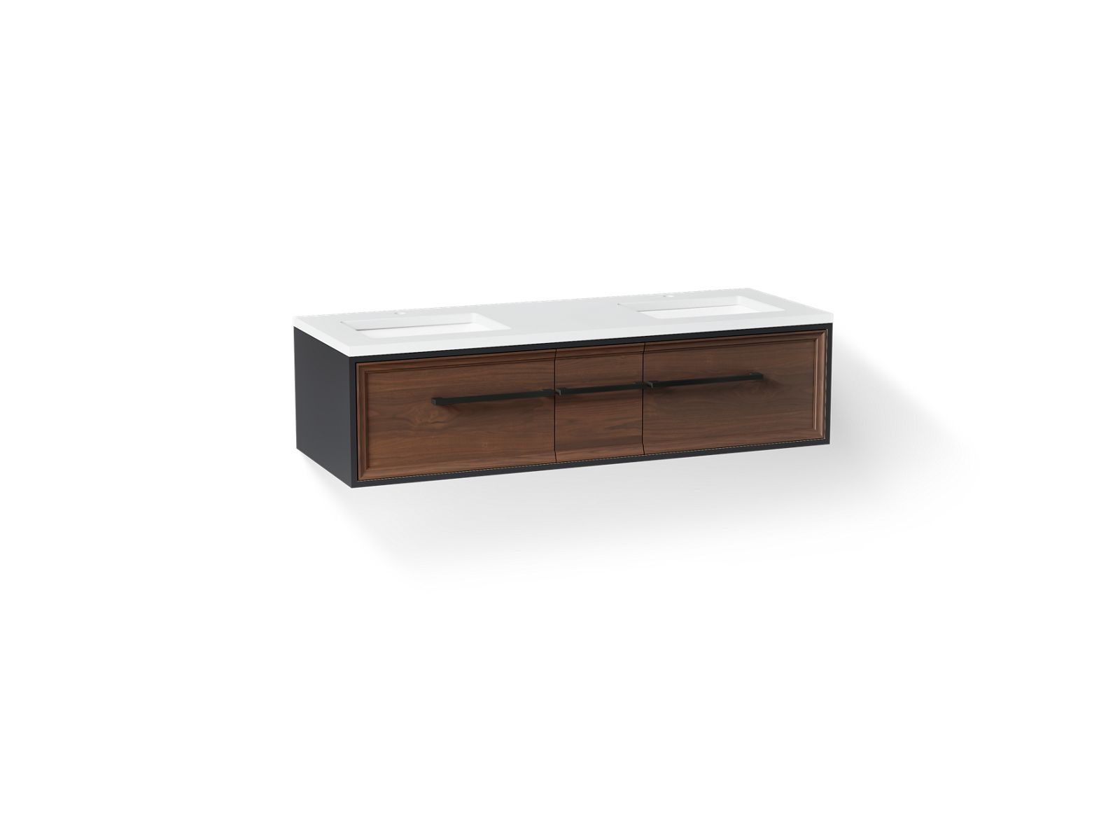 Lodern 60" wall-hung bathroom vanity cabinet with sinks and quartz top