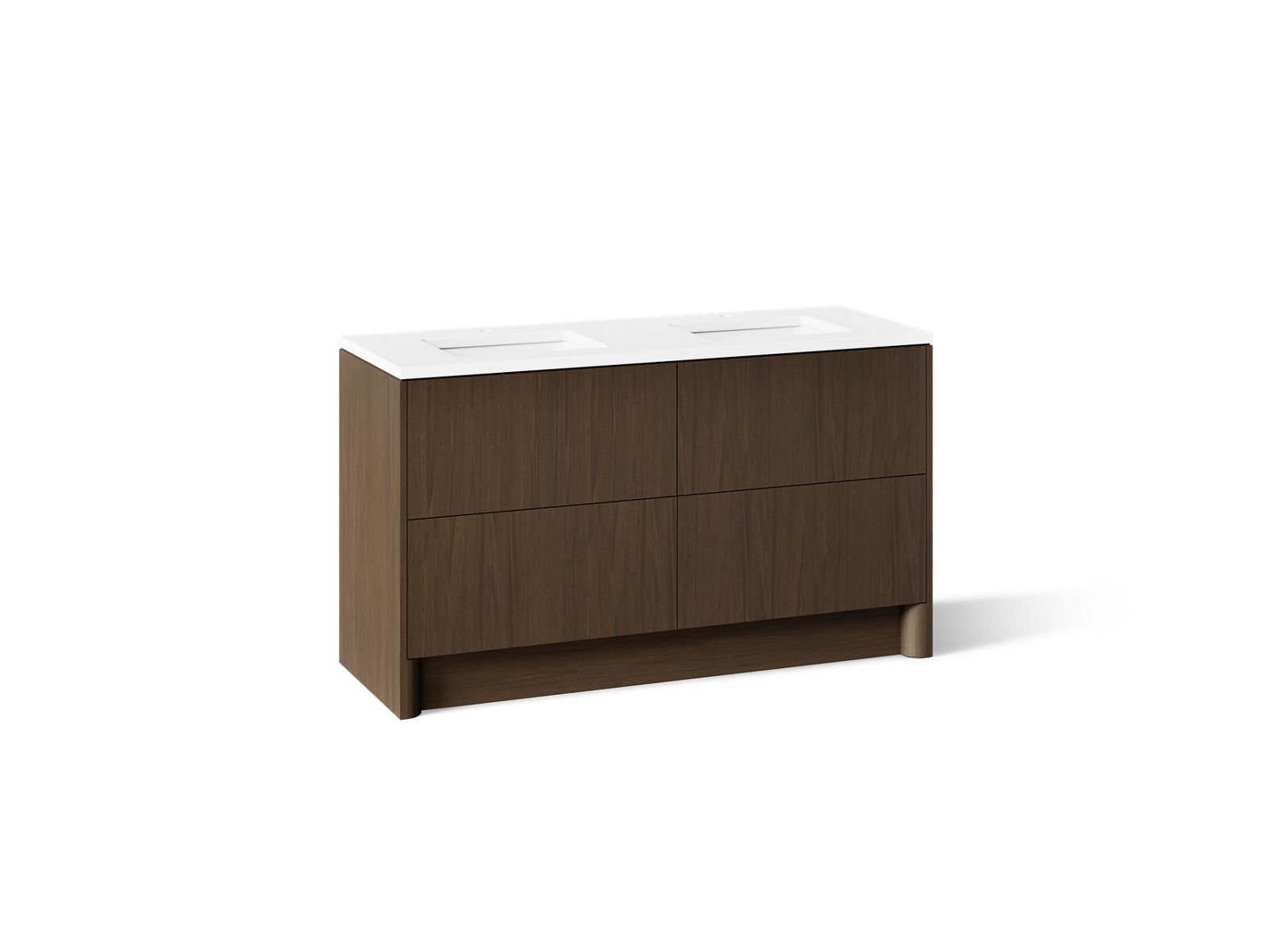 Statement 60" bathroom vanity set with sinks and quartz top