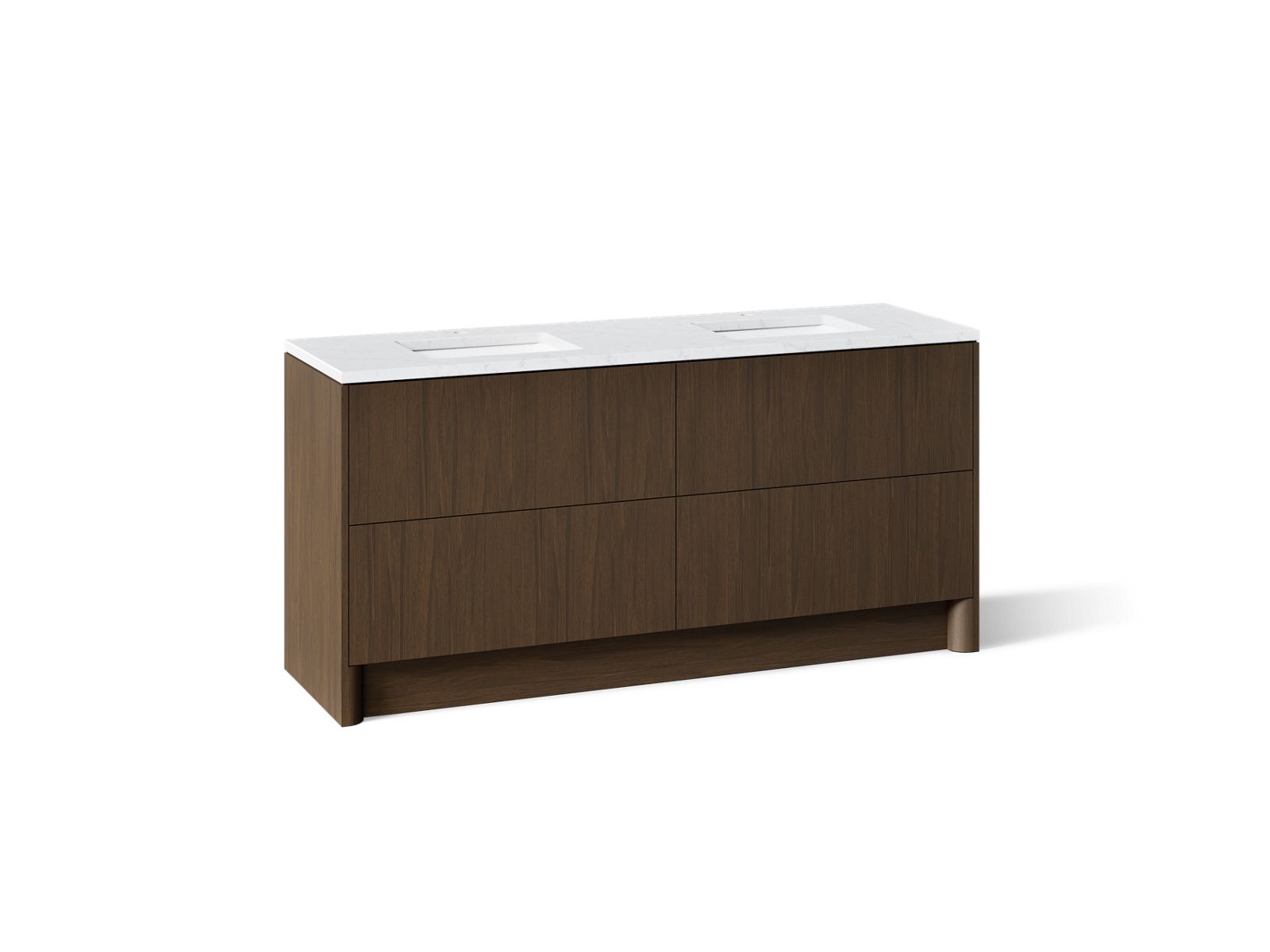 Statement 72" bathroom vanity set with sinks and quartz top