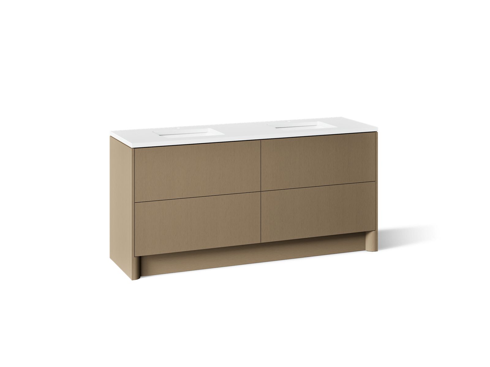 Statement 72" bathroom vanity set with sinks and quartz top