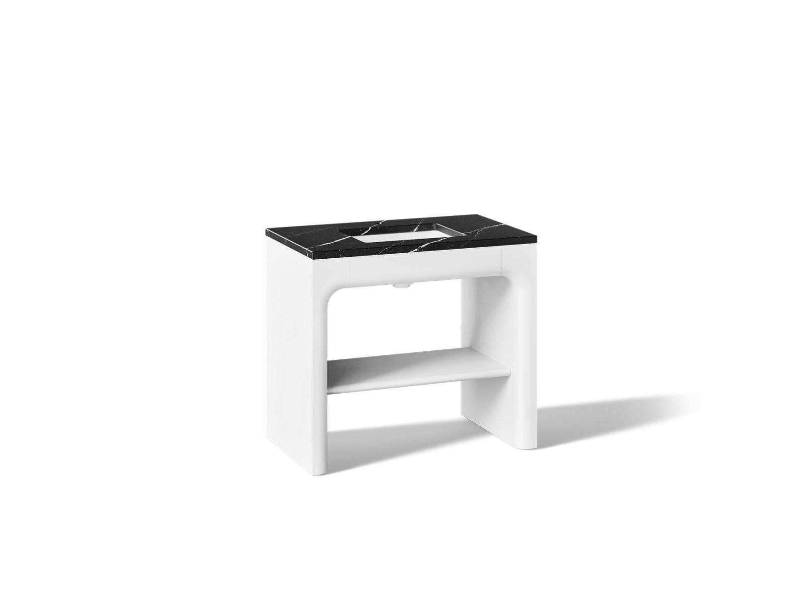Statement 36" console-style bathroom vanity set with sink and quartz top