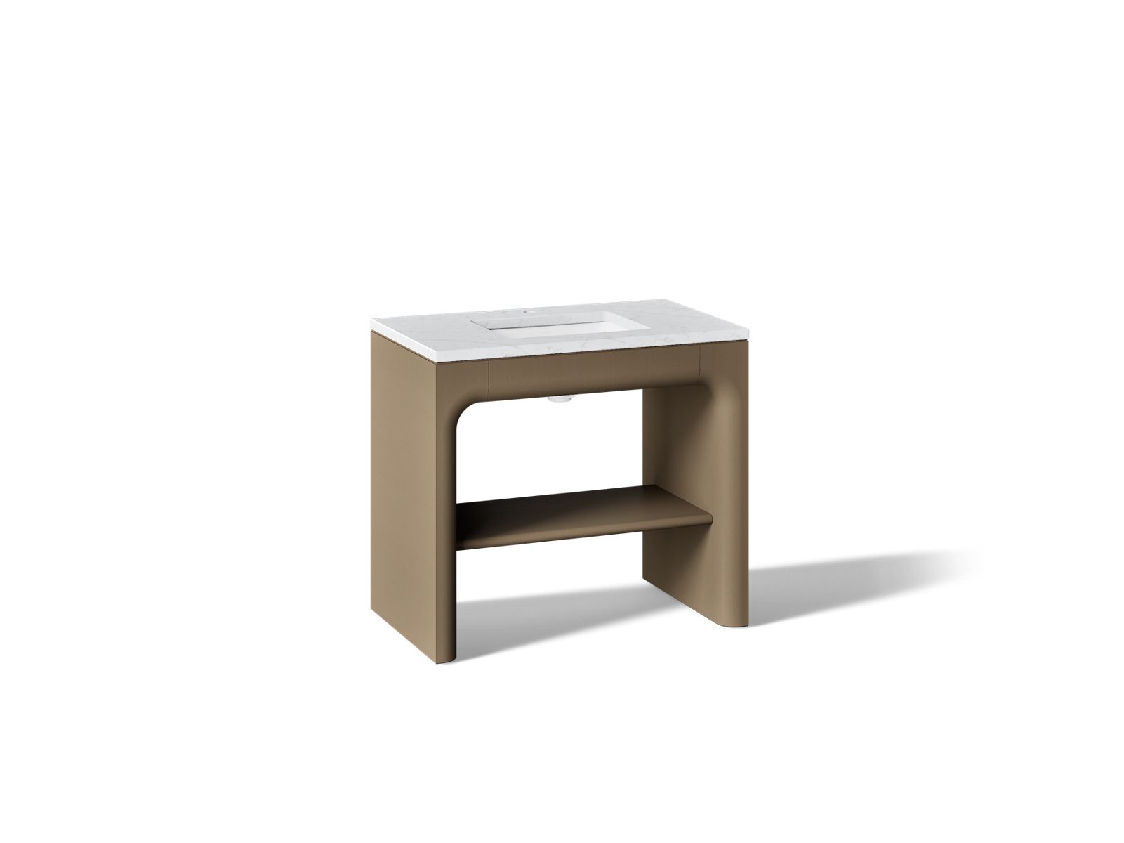 Statement 36" console-style bathroom vanity set with sink and quartz top