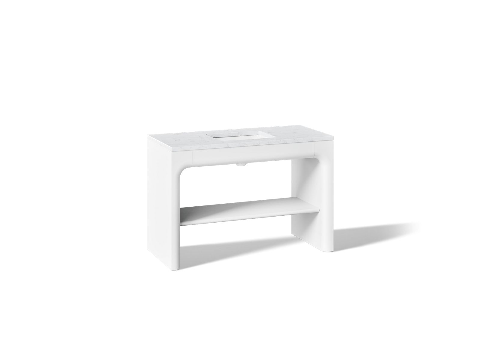 Statement 48" console-style bathroom vanity set with sink and quartz top
