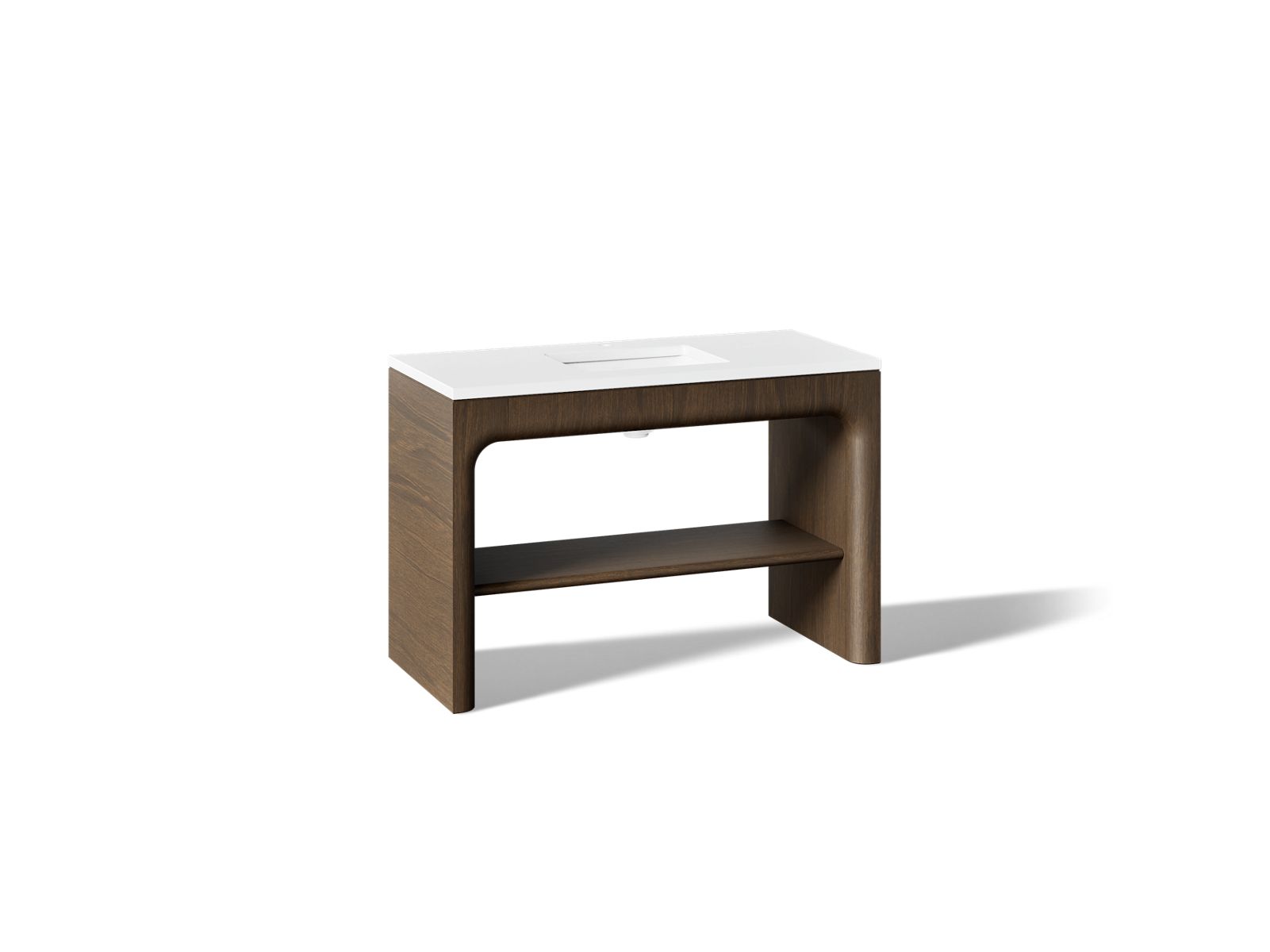 Statement 48" console-style bathroom vanity set with sink and quartz top