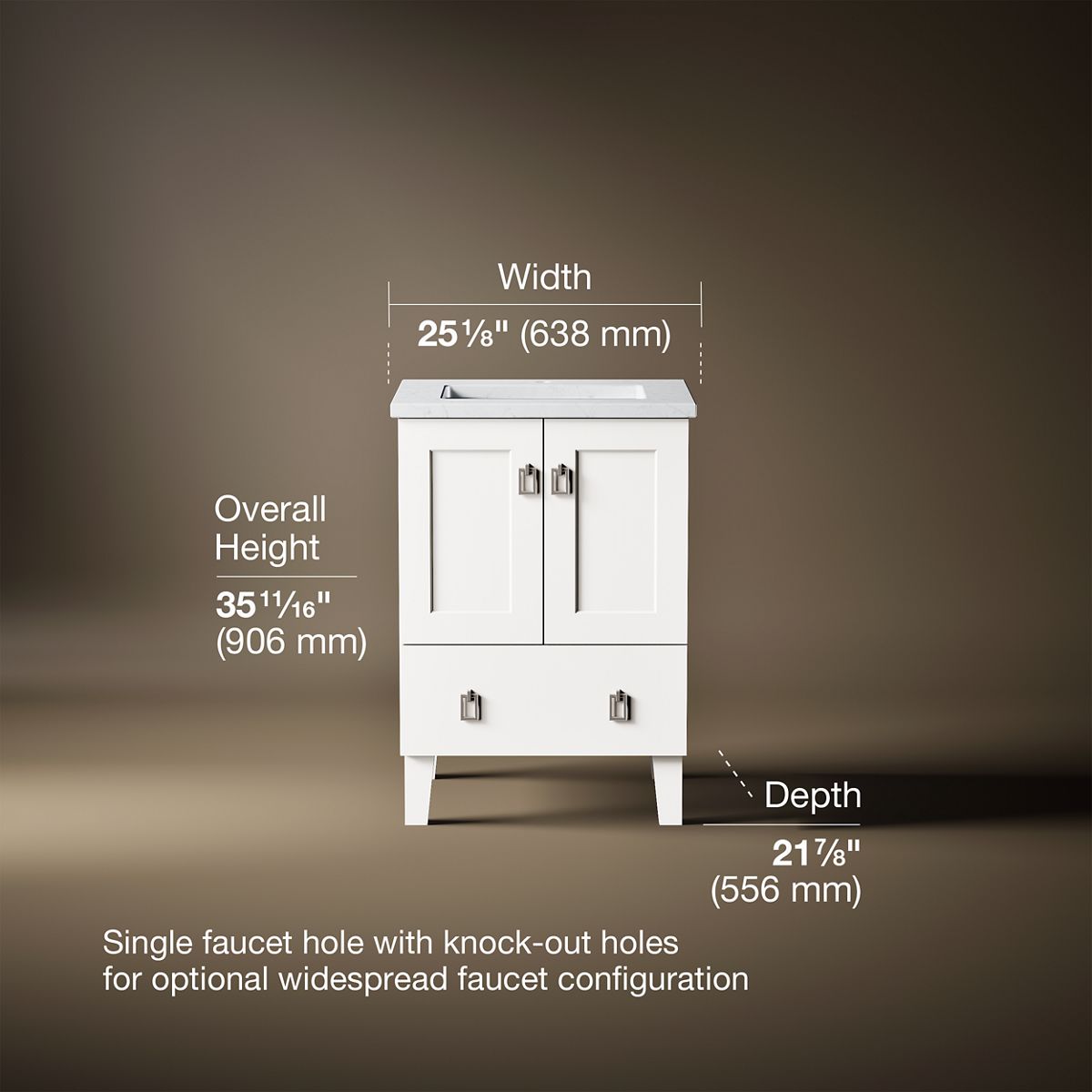 3/4 view of product with dimensions