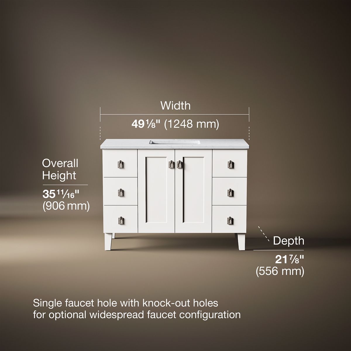 3/4 view of product with dimensions