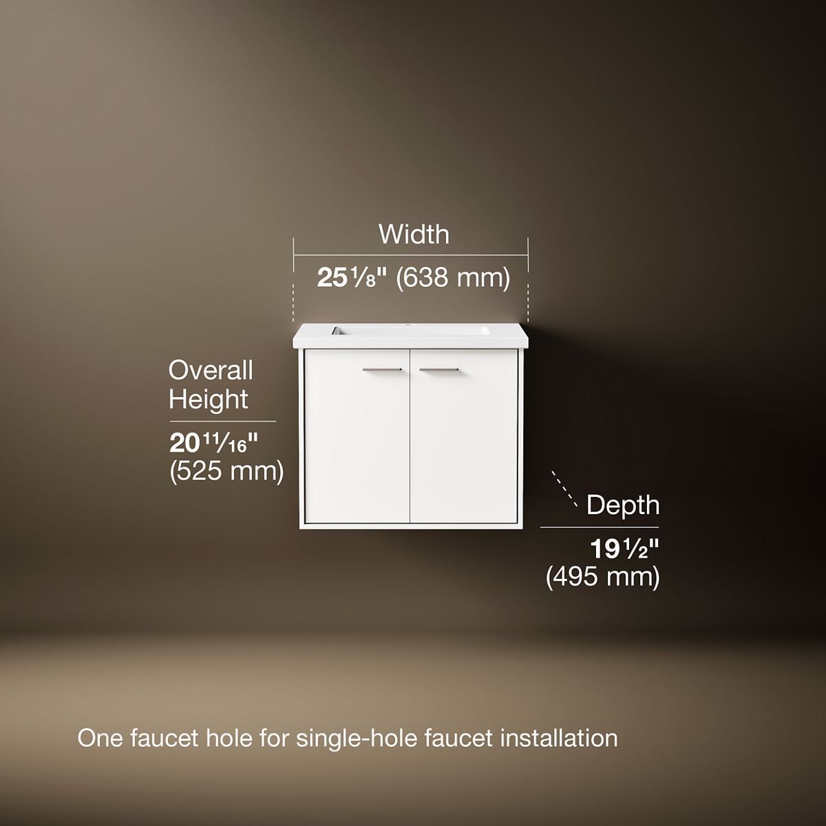 3/4 view of product with dimensions
