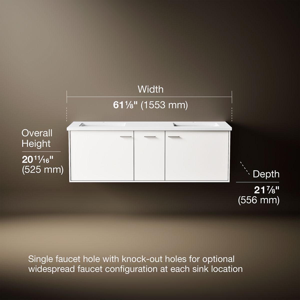 3/4 view of product with dimensions