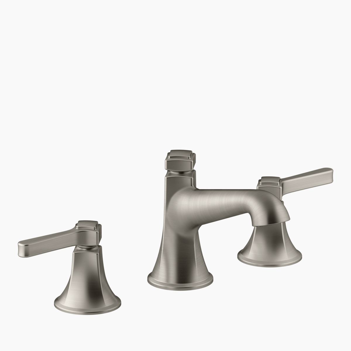 Occasion® bathroom sink faucet spout and lever handles in matte black and vibrant brushed moderne brass