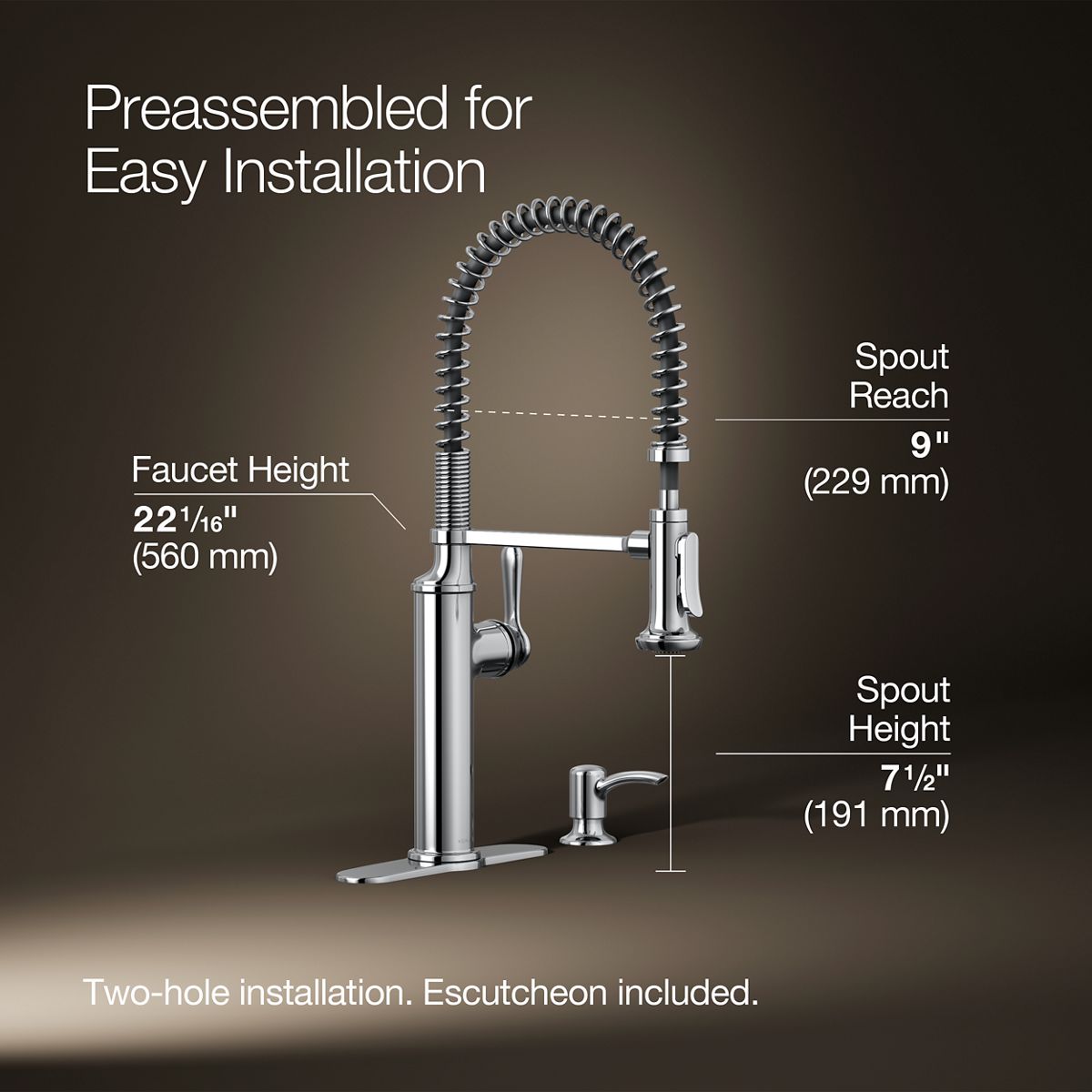 3/4 view of product with dimensions