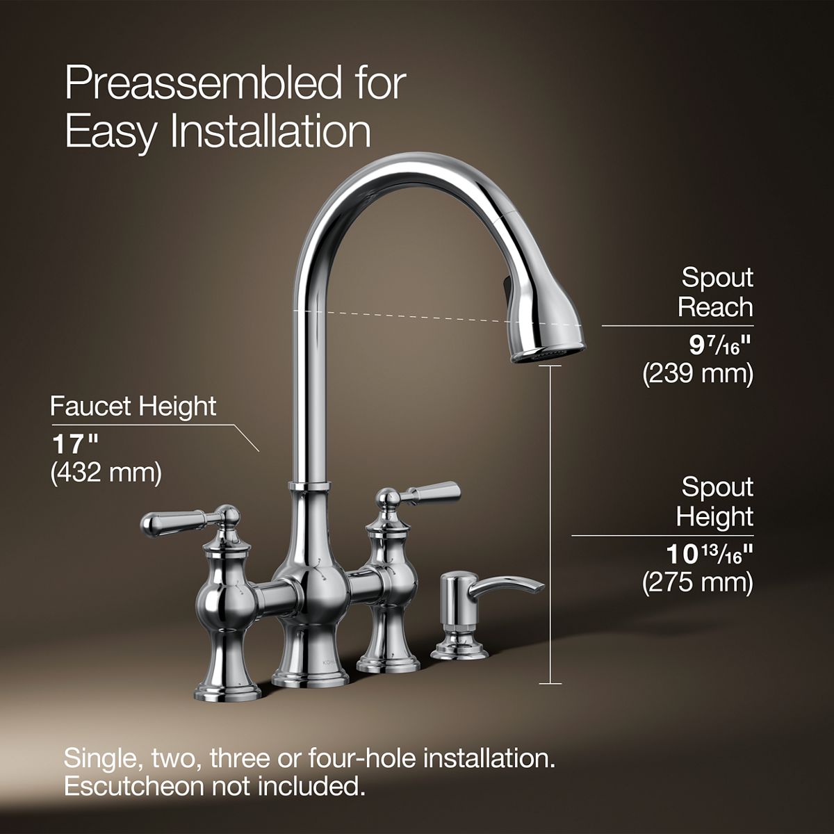 3/4 view of product with dimensions