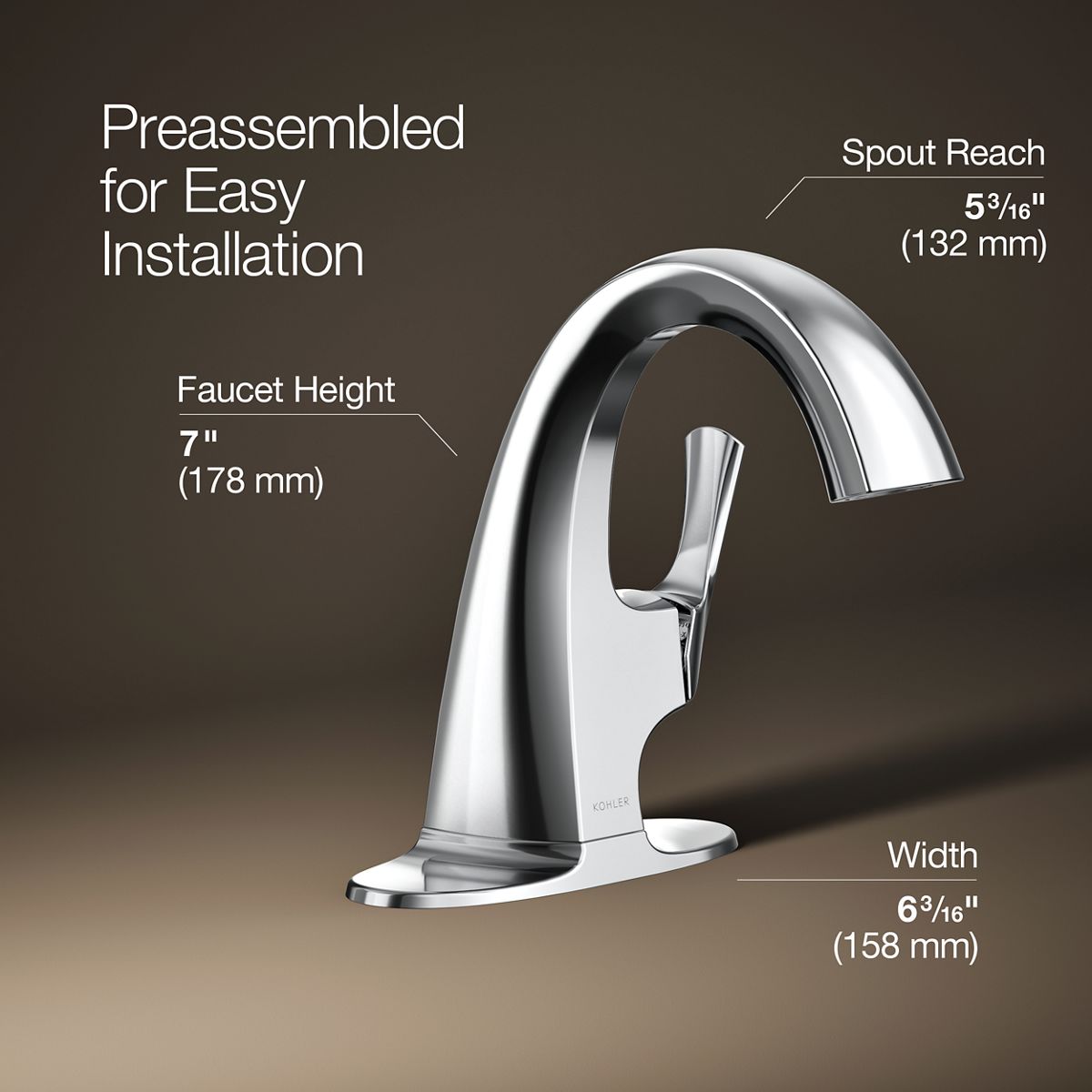 3/4 view of product with dimensions