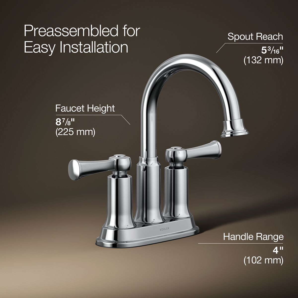 3/4 view of product with dimensions