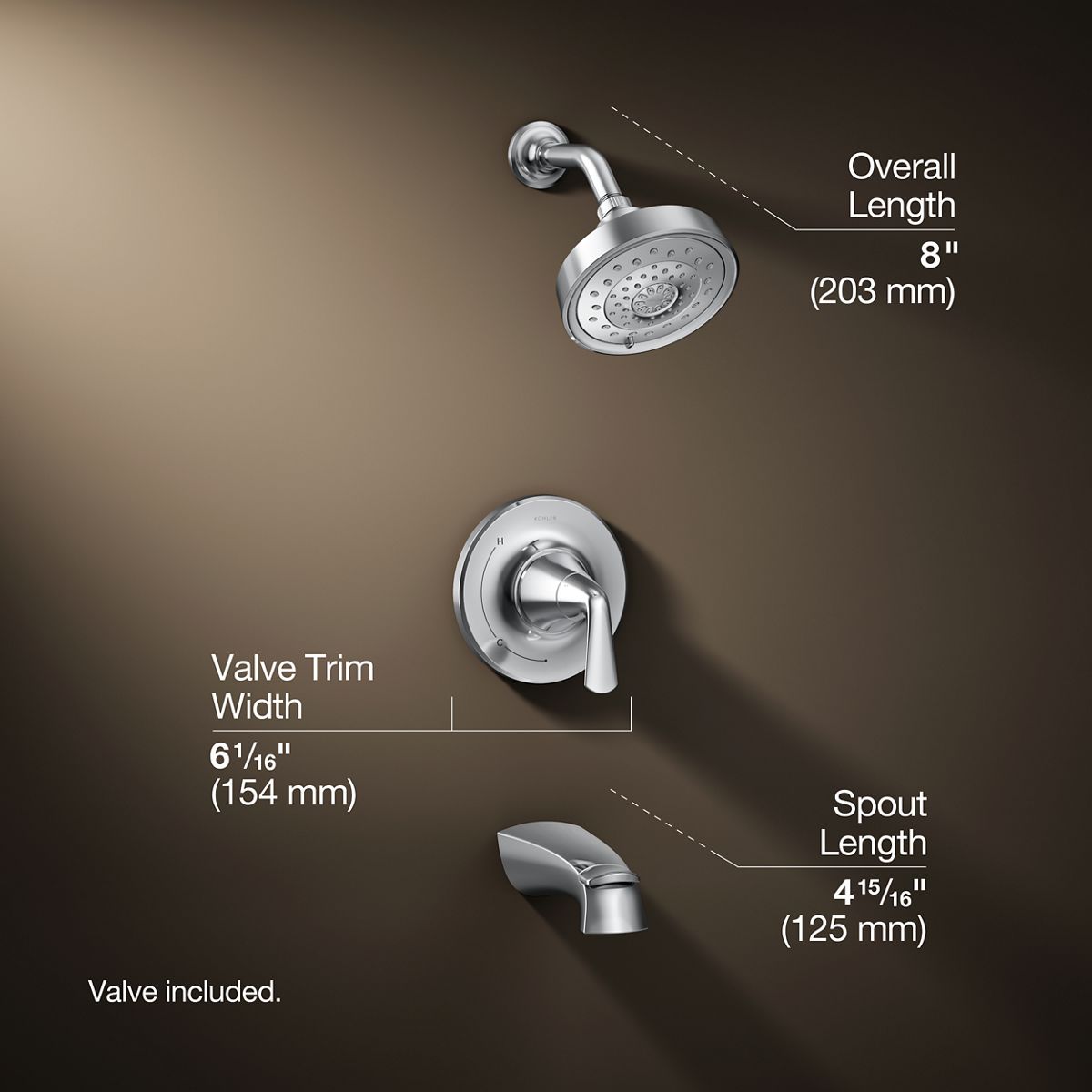3/4 view of product with dimensions