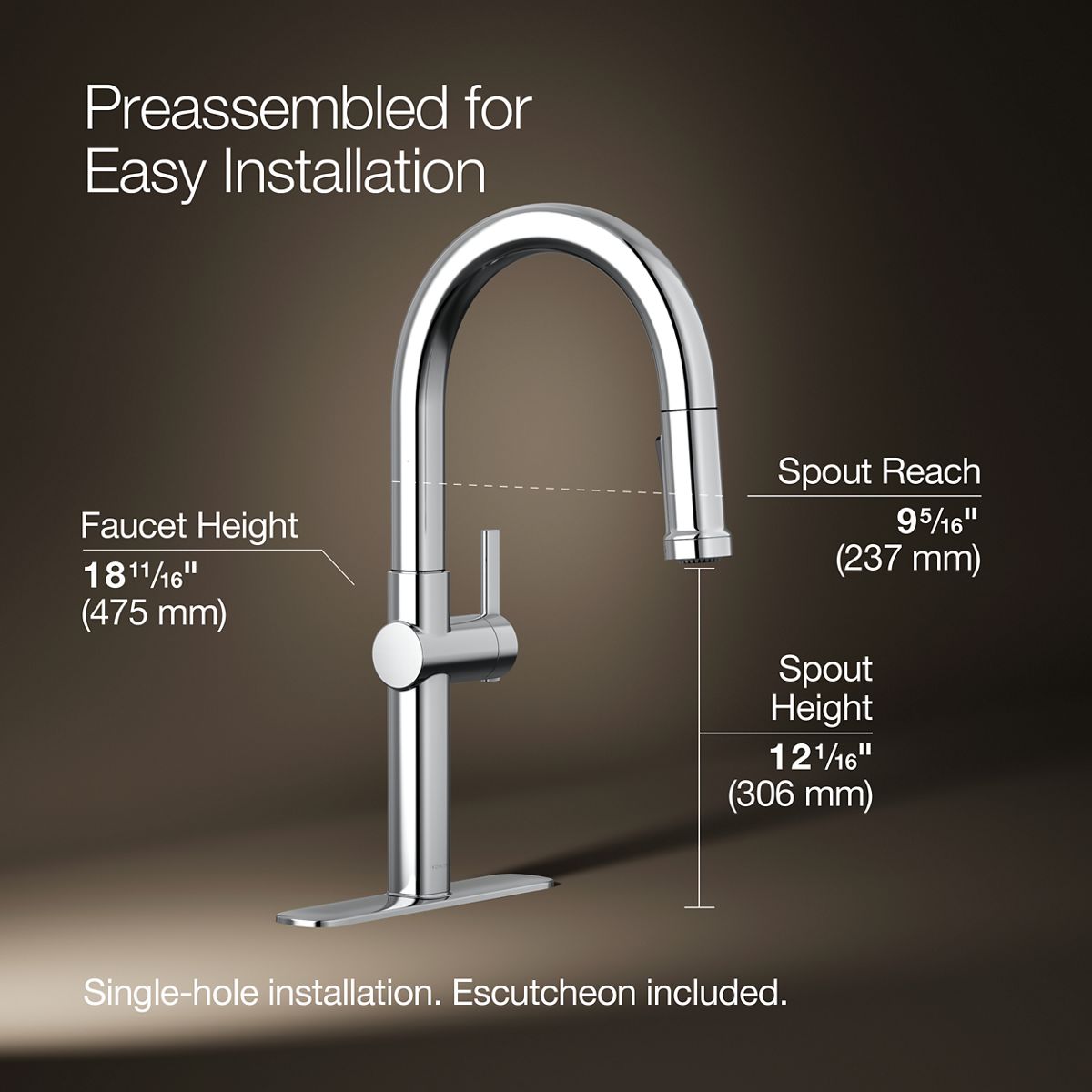 3/4 view of product with dimensions