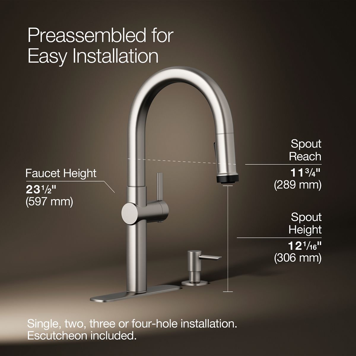 Rune Pull-Down Kitchen Sink Faucet with Two-Function Sprayhead | K