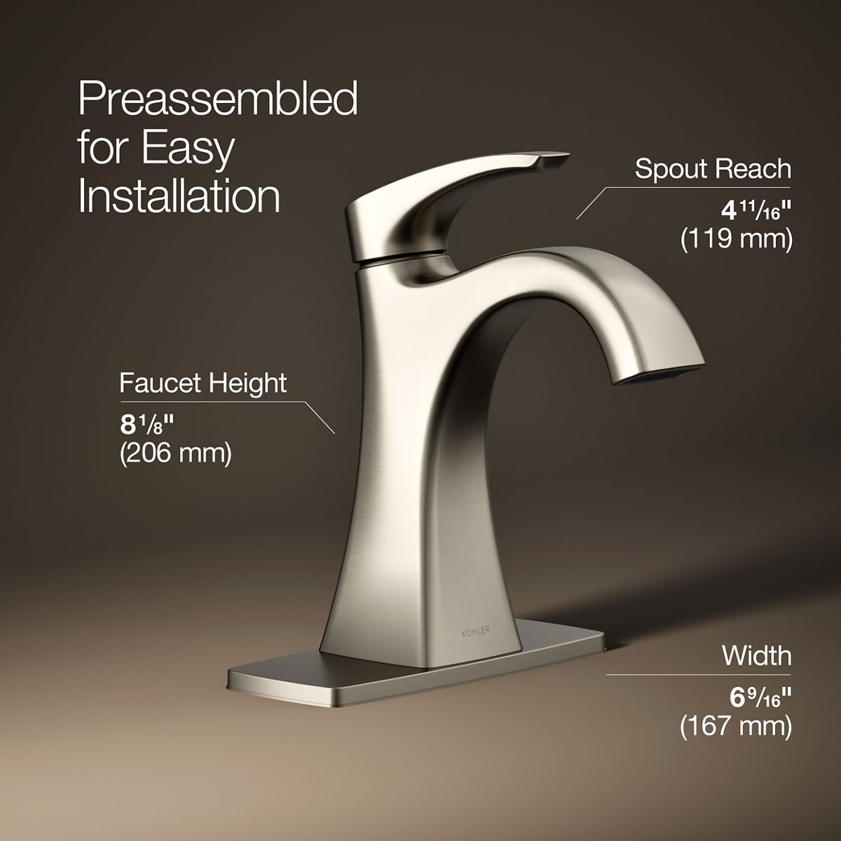 3/4 view of product with dimensions