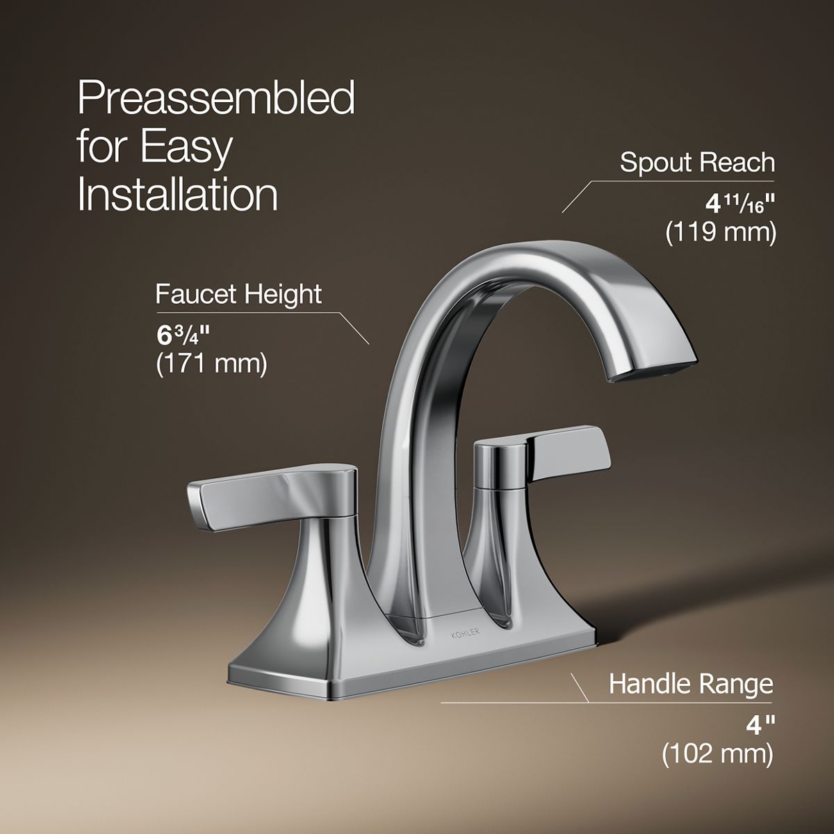 3/4 view of product with dimensions