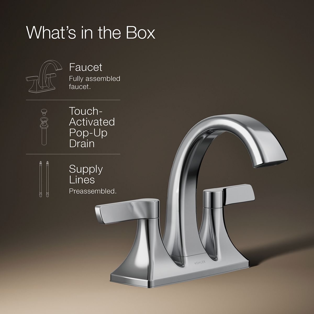 KOHLER | K-R22476-4D | Maxton Centerset Bathroom Sink Faucet