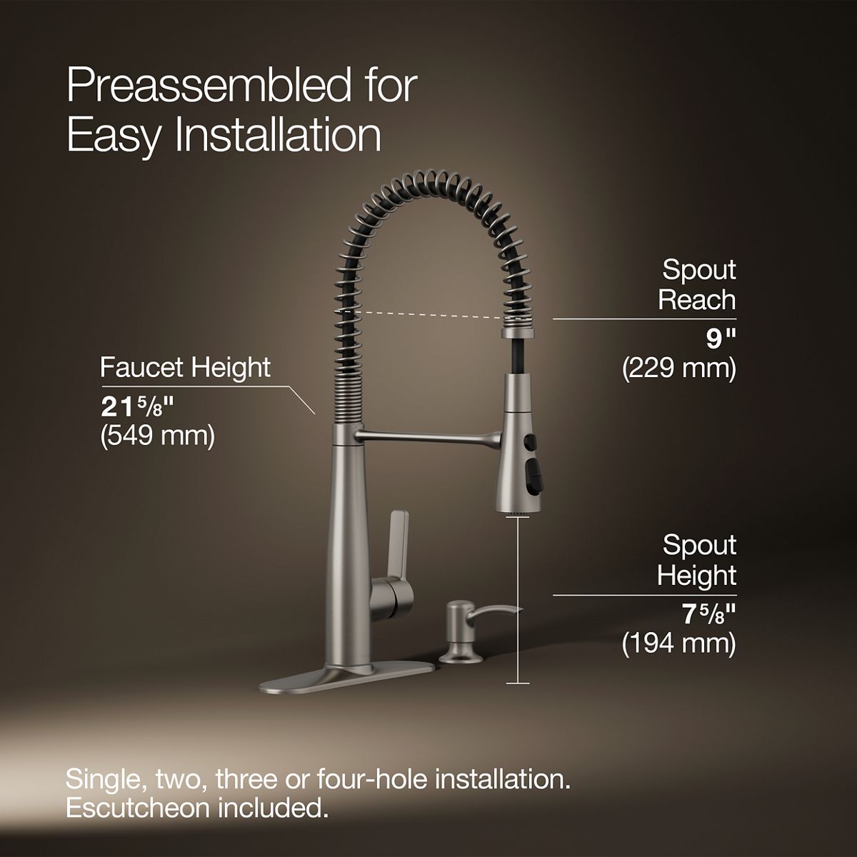 3/4 view of product with dimensions