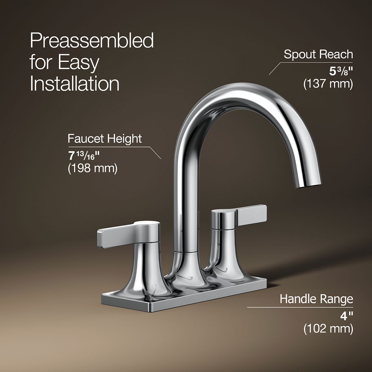 KOHLER | K-R22797-4D | Venza Centerset Bathroom Sink Faucet With