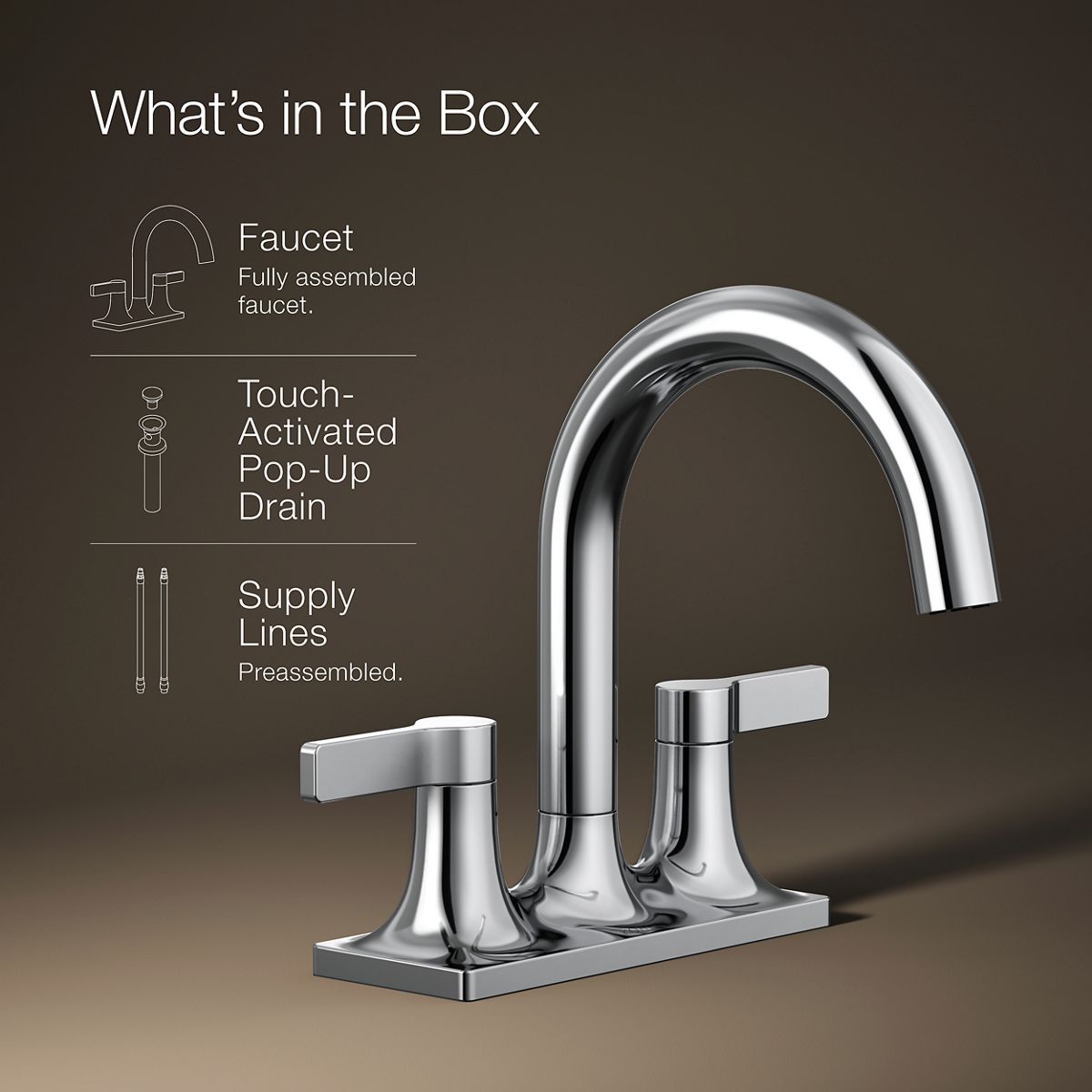 KOHLER | K-R22797-4D | Venza Centerset Bathroom Sink Faucet With