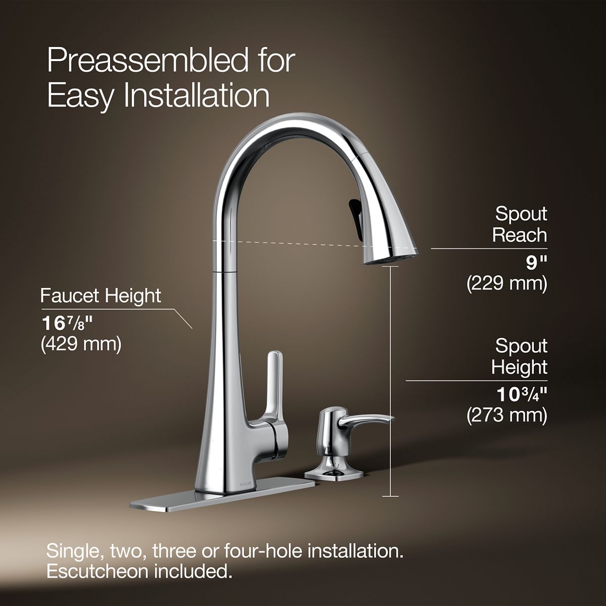 3/4 view of product with dimensions