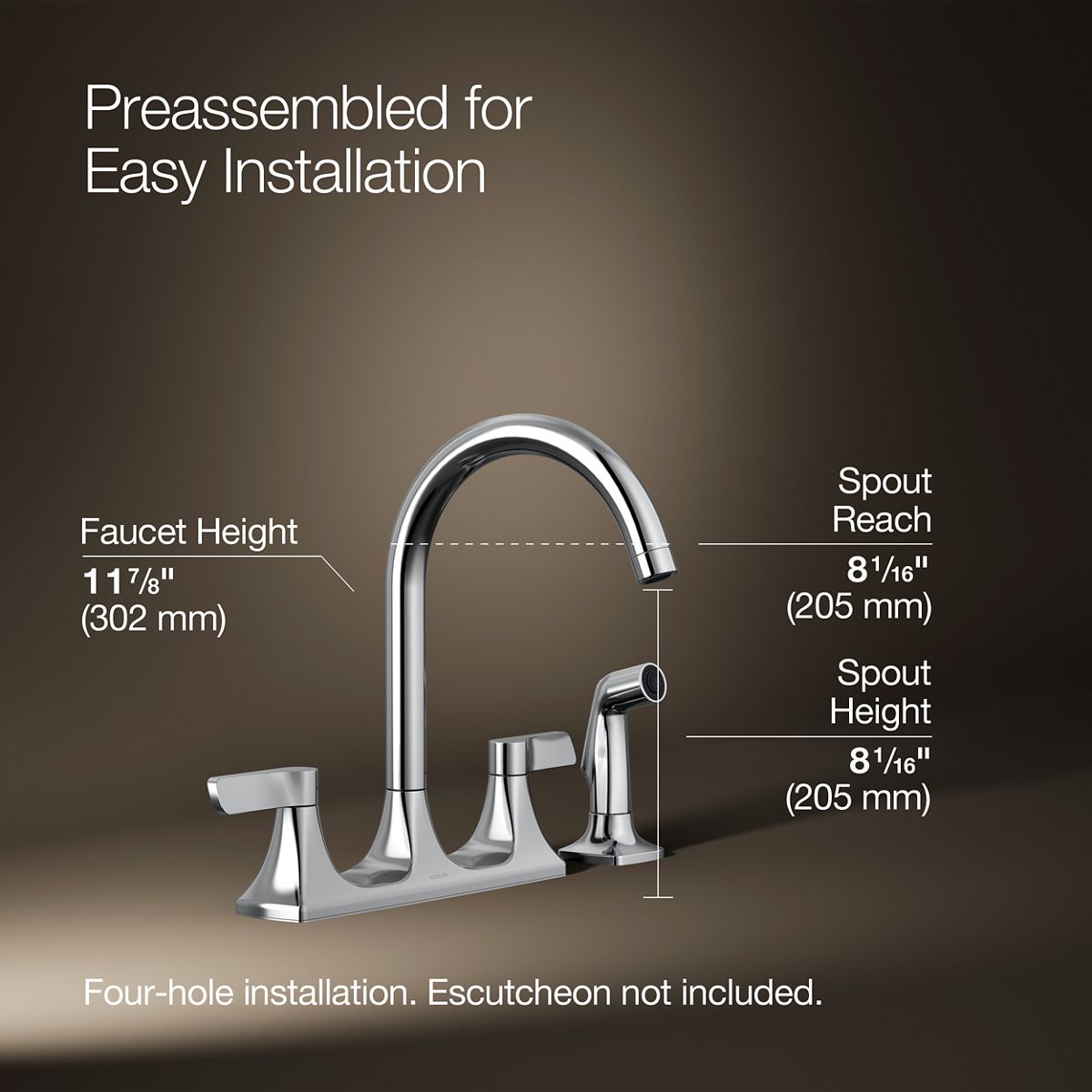 3/4 view of product with dimensions
