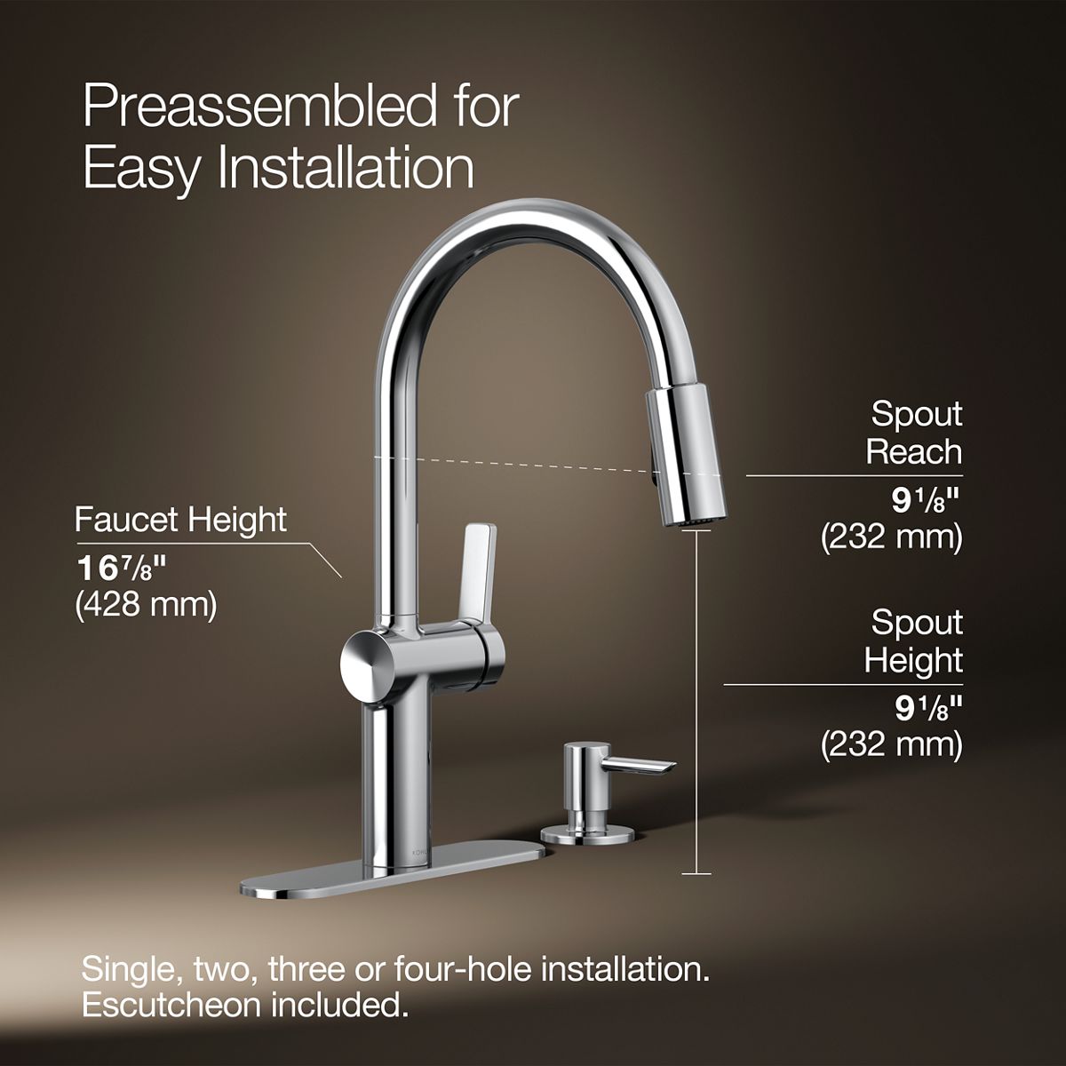 3/4 view of product with dimensions
