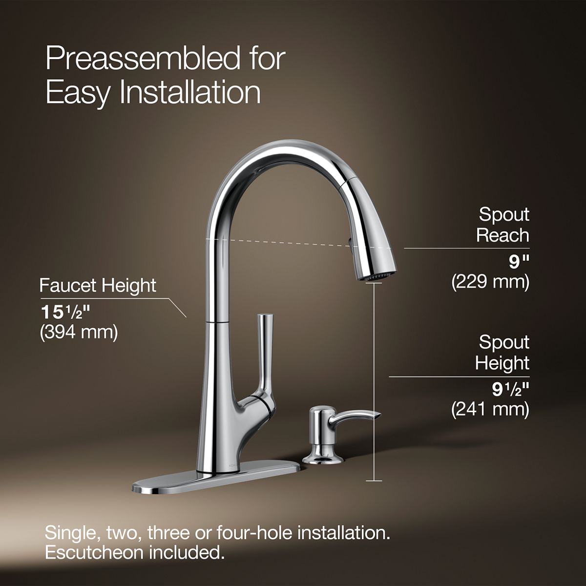3/4 view of product with dimensions