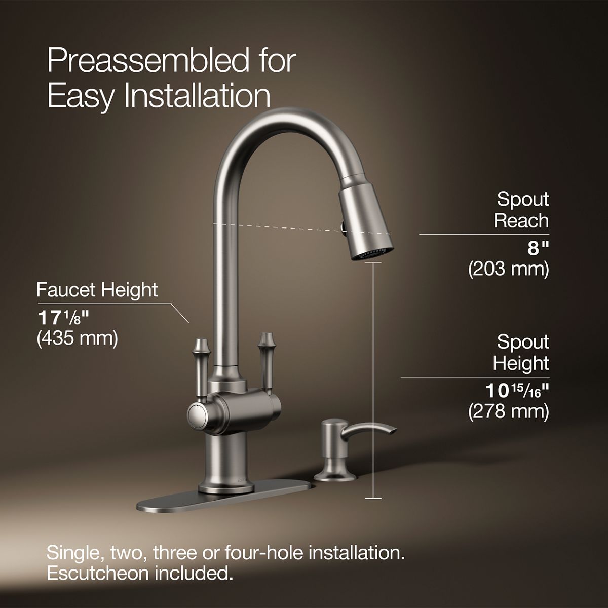 Thierry 2-Handle Pull-Down Kitchen Faucet | K-R22969-SD | KOHLER
