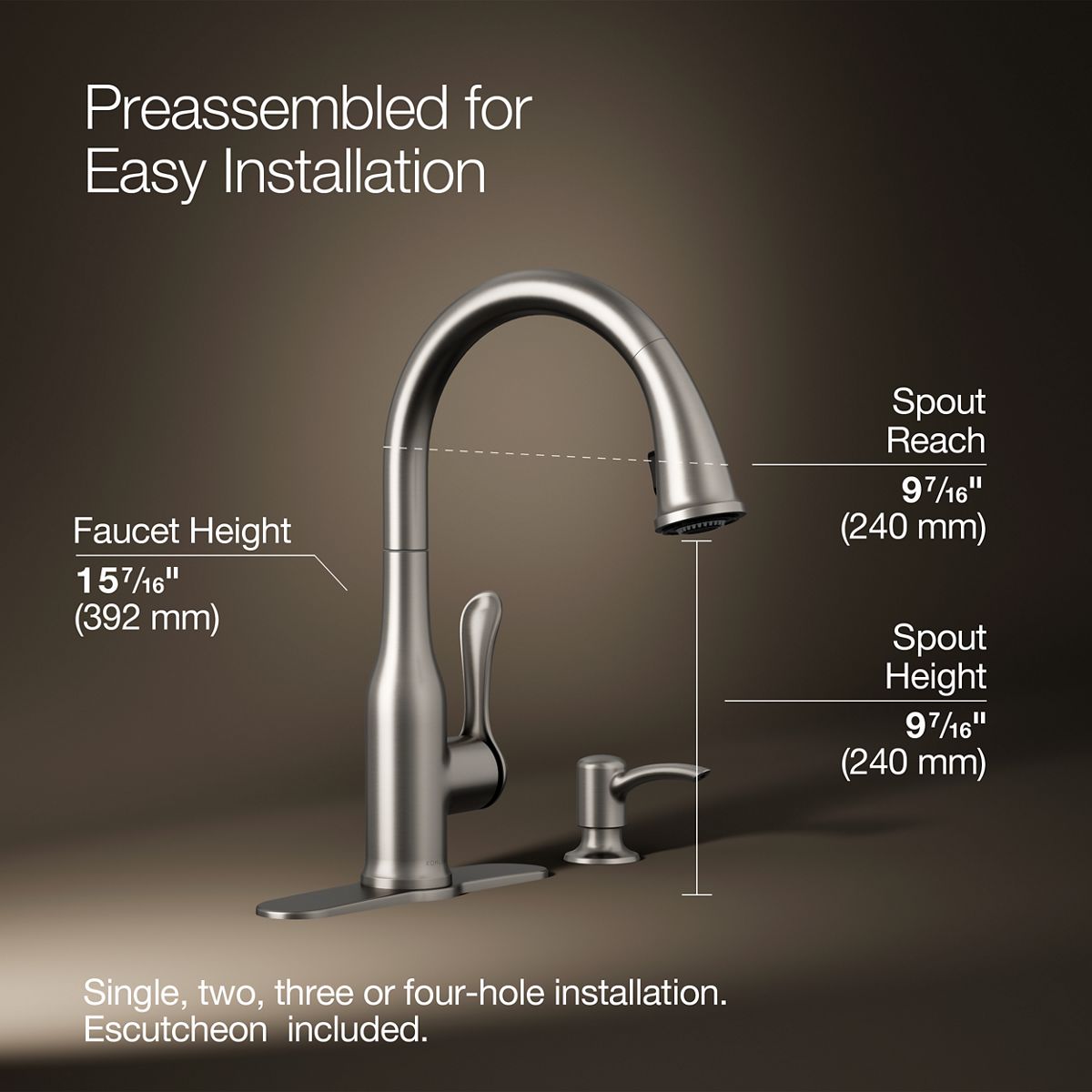 3/4 view of product with dimensions