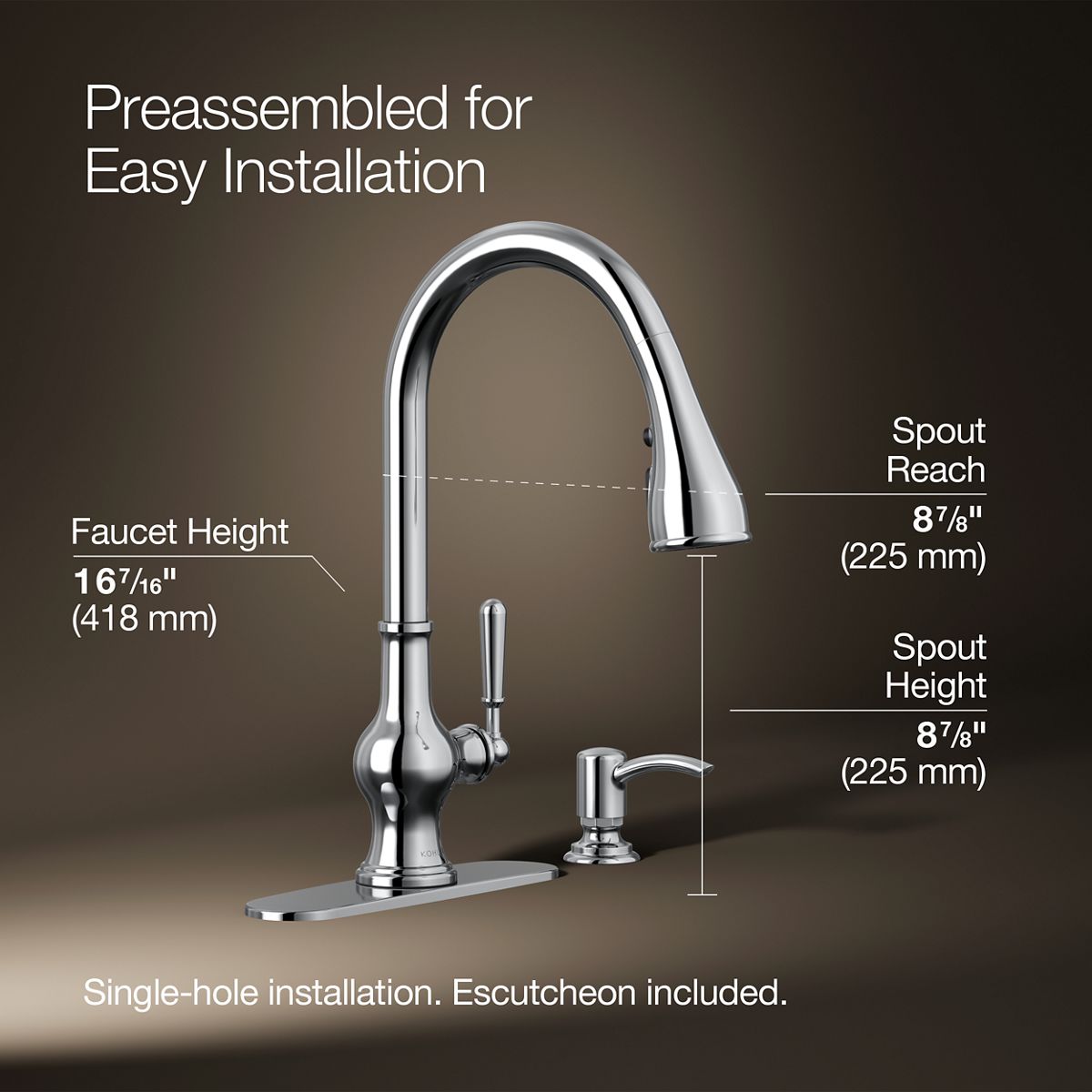 3/4 view of product with dimensions