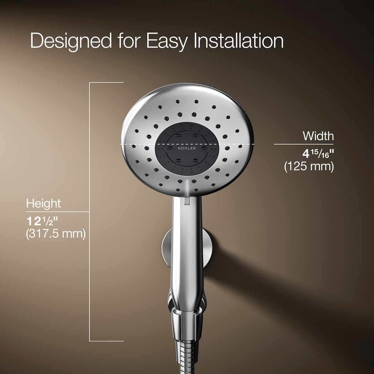 3/4 view of product with dimensions