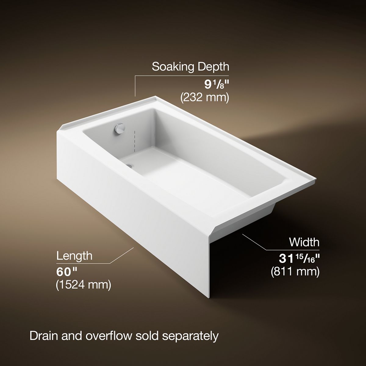 3/4 view of product with dimensions