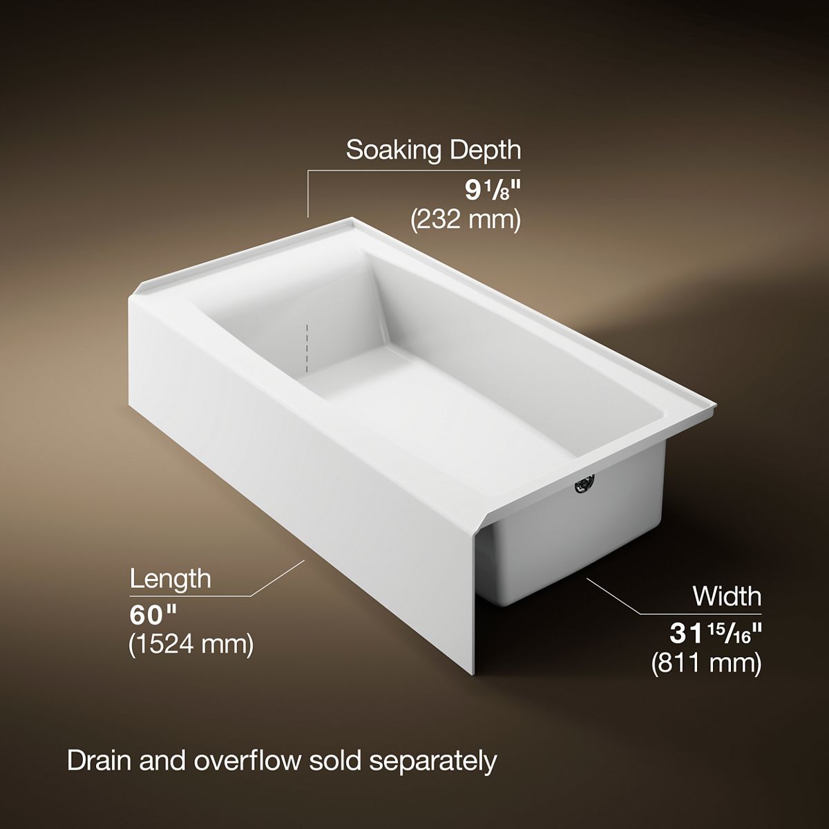 3/4 view of product with dimensions