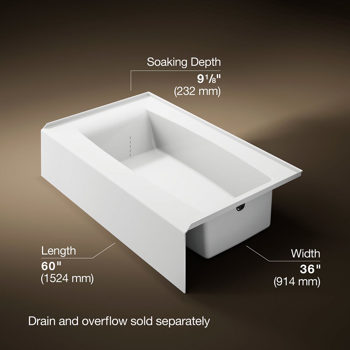 3/4 view of product with dimensions