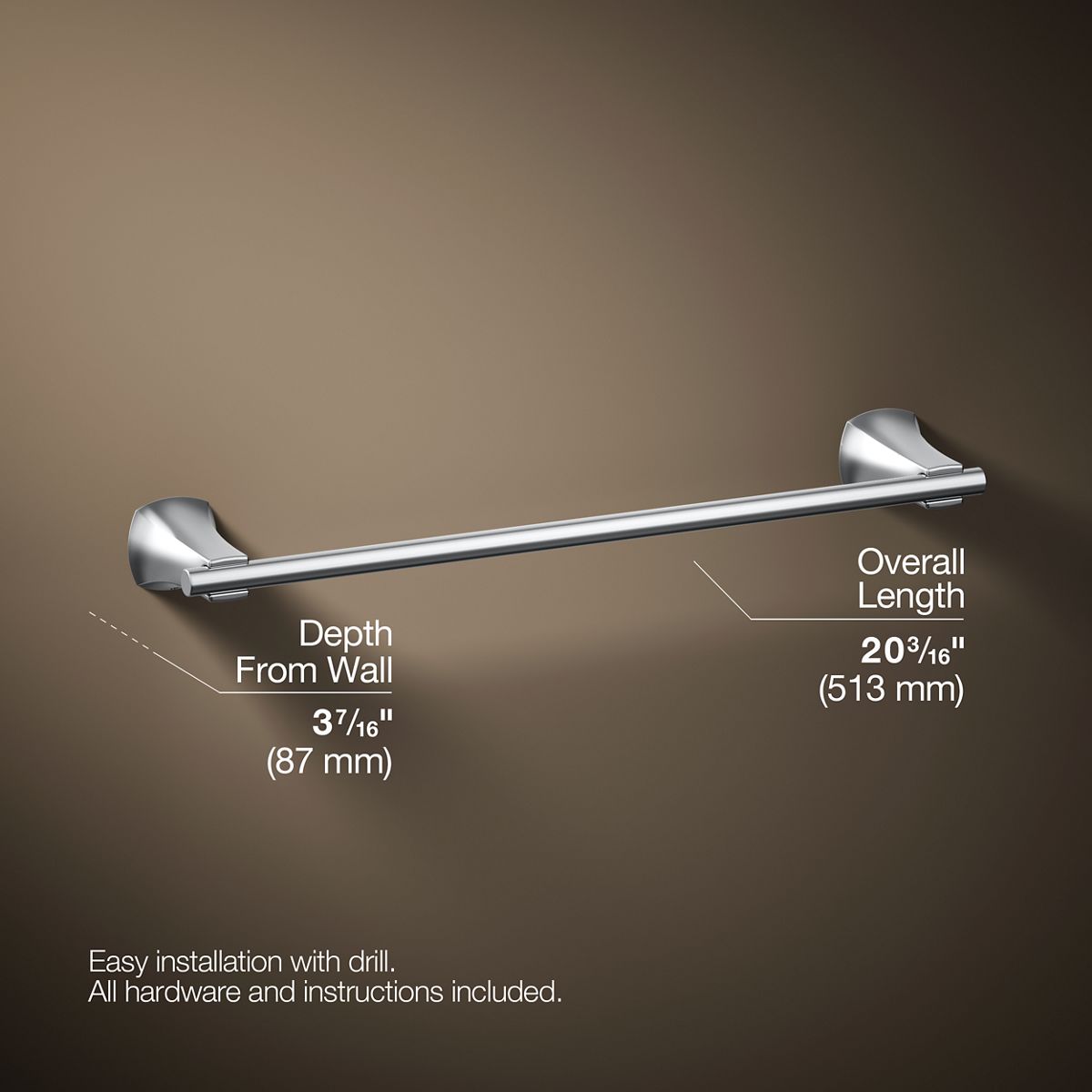 3/4 view of product with dimensions